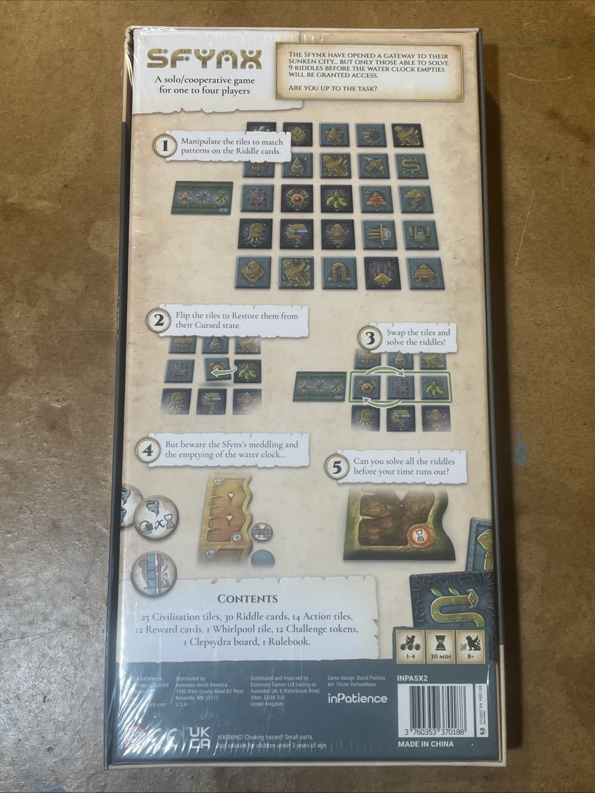 Sfynx Board Game – Solve 9 Riddles Solo And Cooperative New Sealed 1 – 4 Players