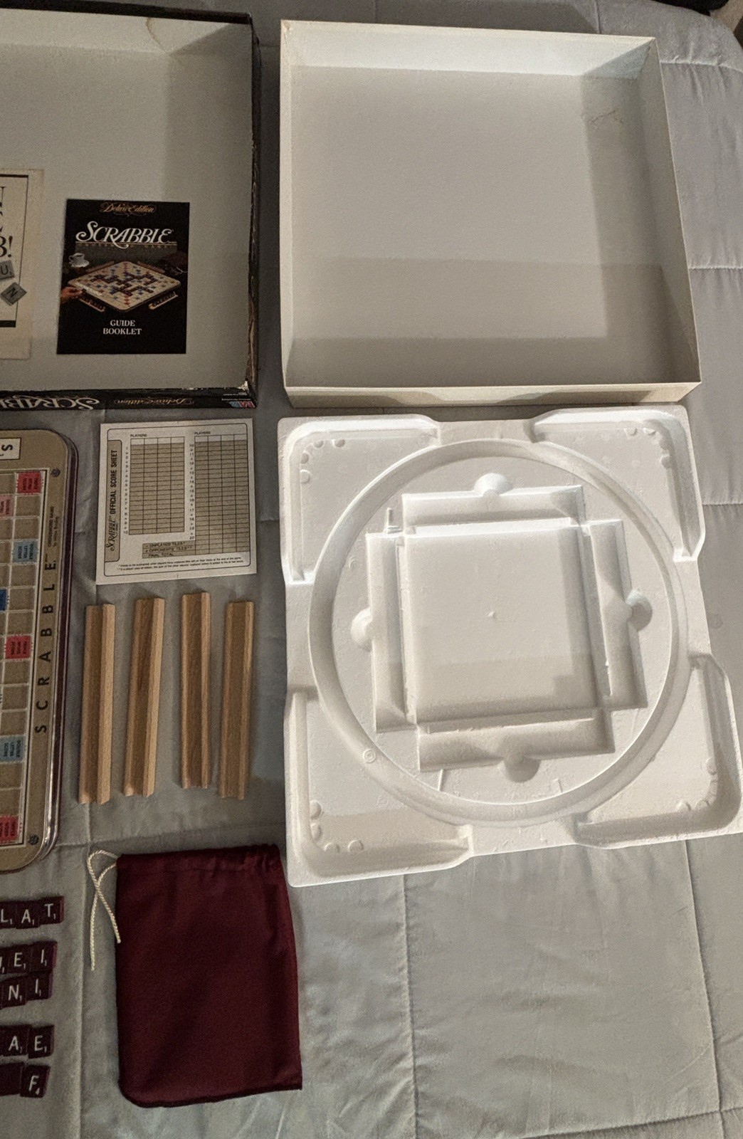 Scrabble Deluxe Edition Board Game Crossword Rotating Board 4034 1989 Complete