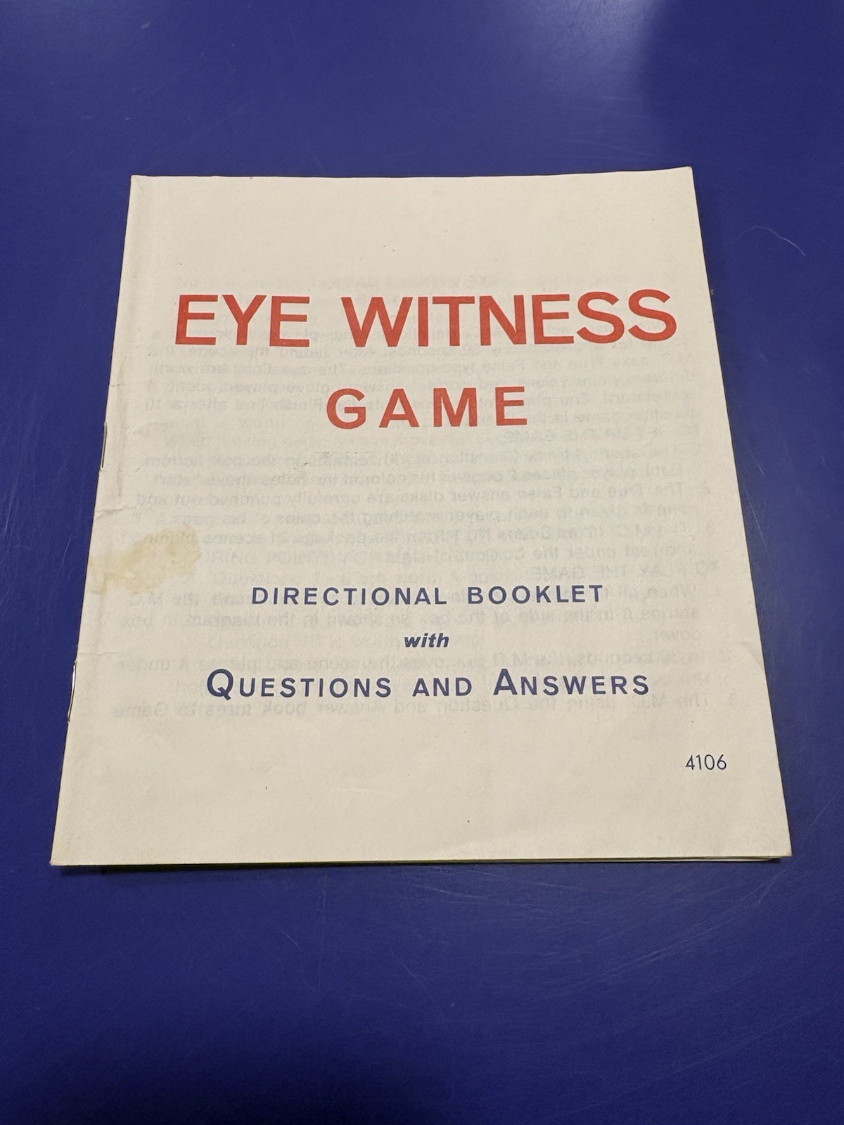 Vintage Eye Witness Game. ©️1971 Milton Bradley Co.