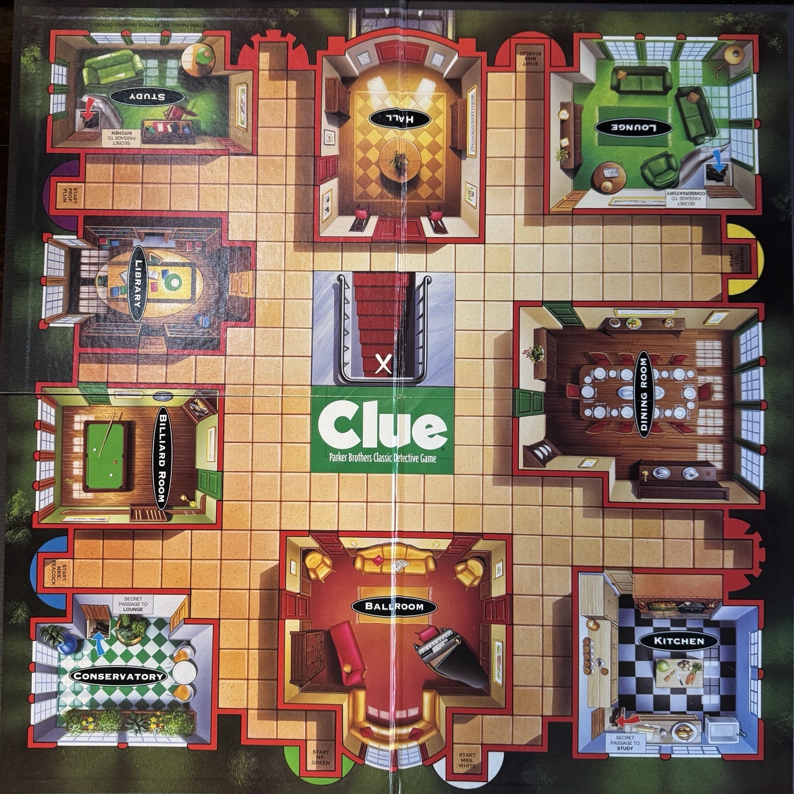 Clue COMPLETE Parker Brothers 1996 Classic Mystery Detective Board Game- VG!!