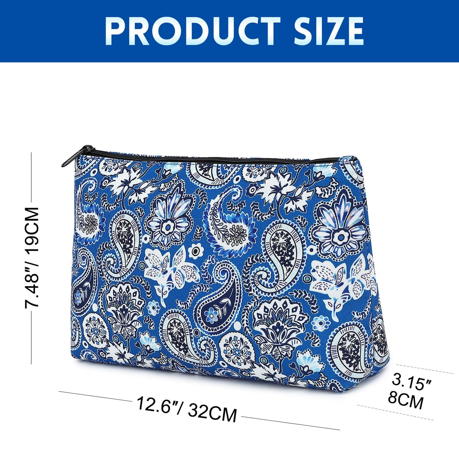 Mahjong Tiles Storage Bag, 1.2 Inch Standard Tiles, Blue Printed
