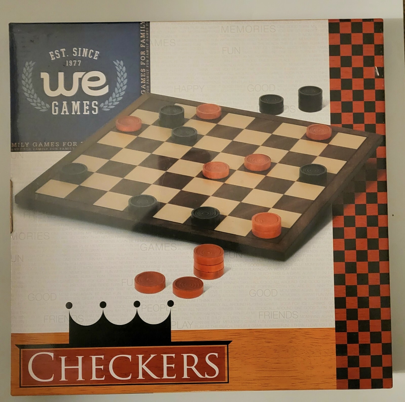 WE Games Old School Red and Black Wooden Checkers Set -11.75 in.