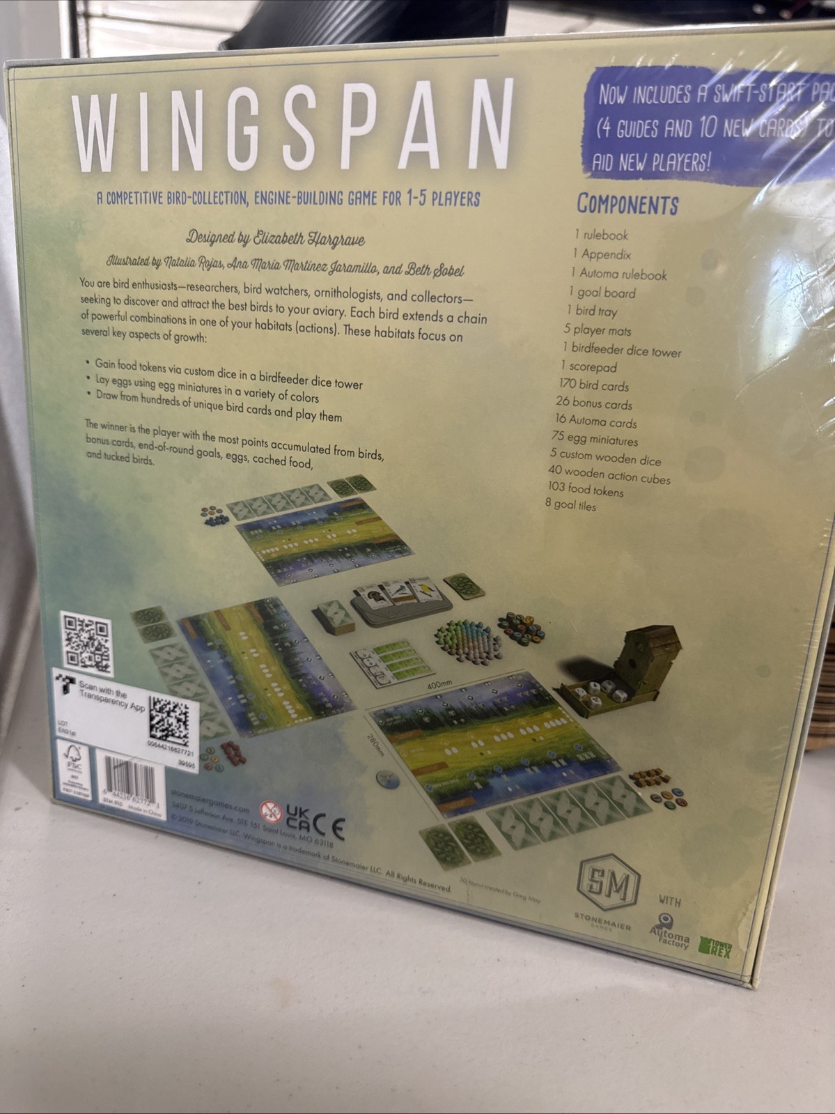 WINGSPAN Board Game – Stonemaier Games STM910. Complete PreOwned