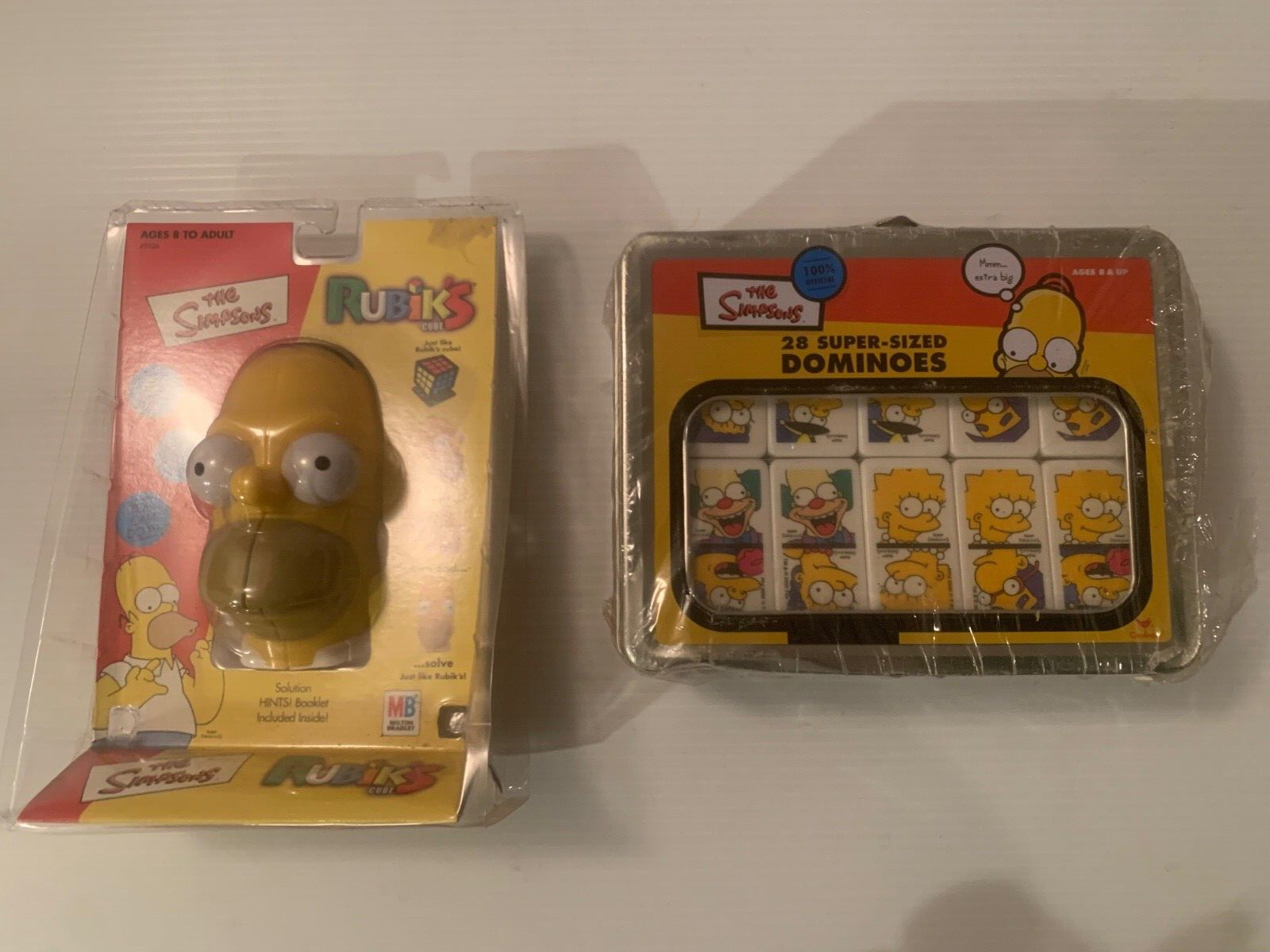 The Simpsons 28 Super-Sized Dominoes in Lunch Box and Homer Rubiks Cube SEALED