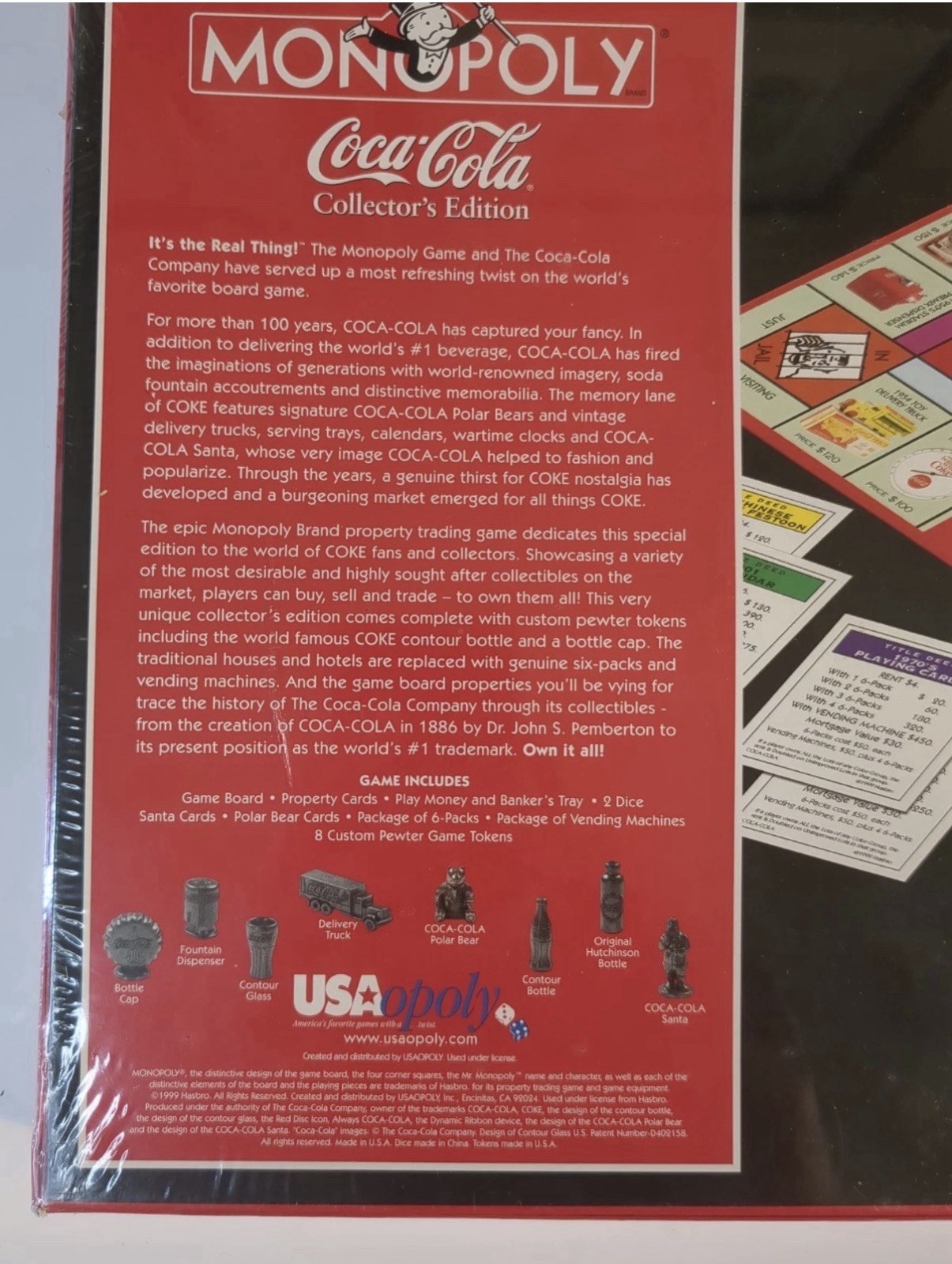 Monopoly Coca-Cola Collectors Edition Board Game Vintage 1999 Factory Sealed