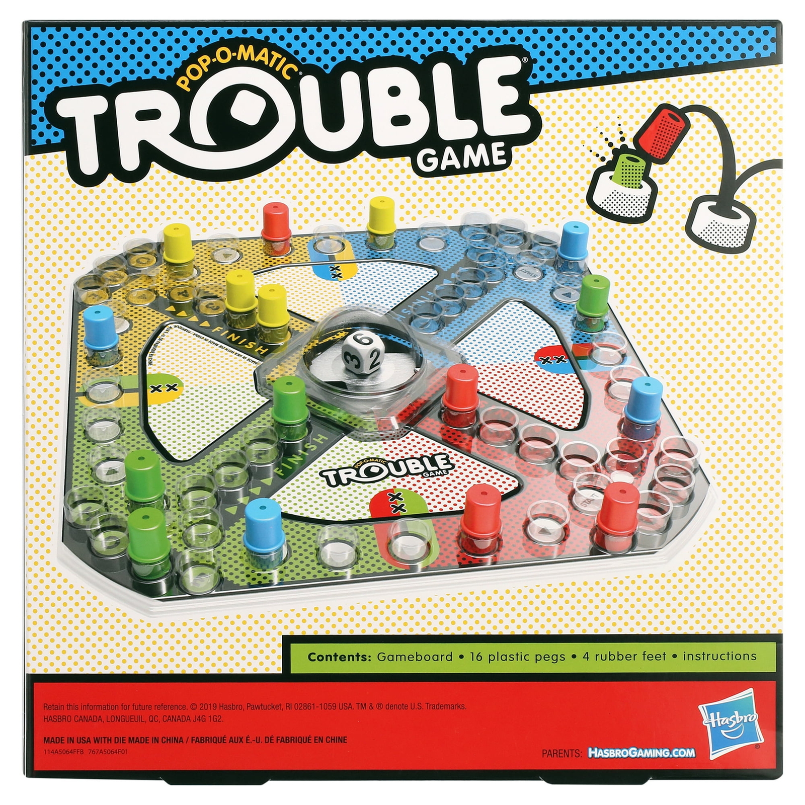 Pop-O-Matic Trouble Kids Board Game, Family Games for 2-4 Players