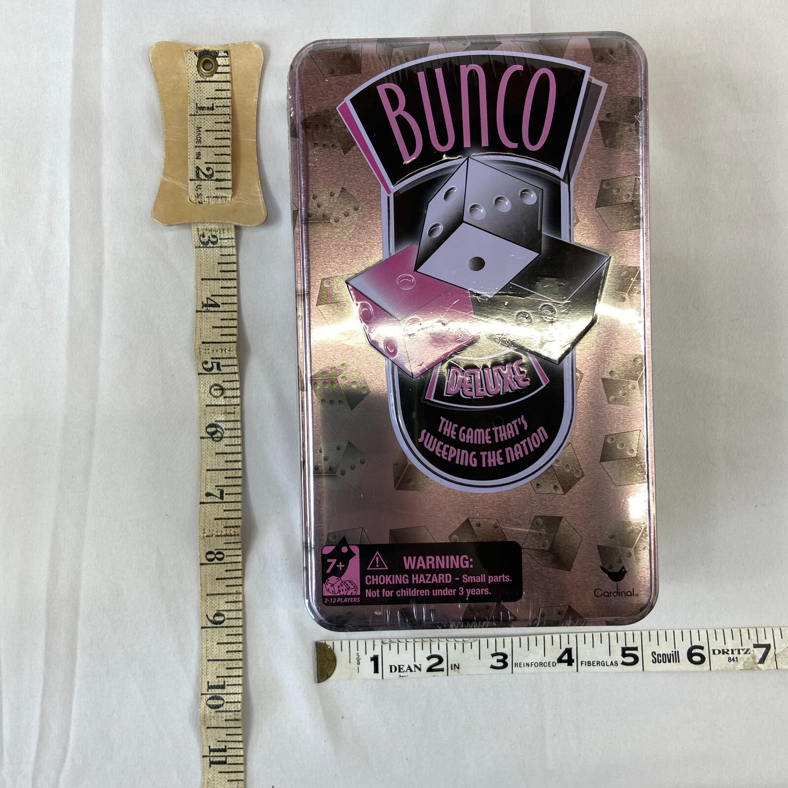 Bunco Deluxe Dice Game Tin Cardinal 9 Dice 2 to 12 Players 7 Plus New in Package