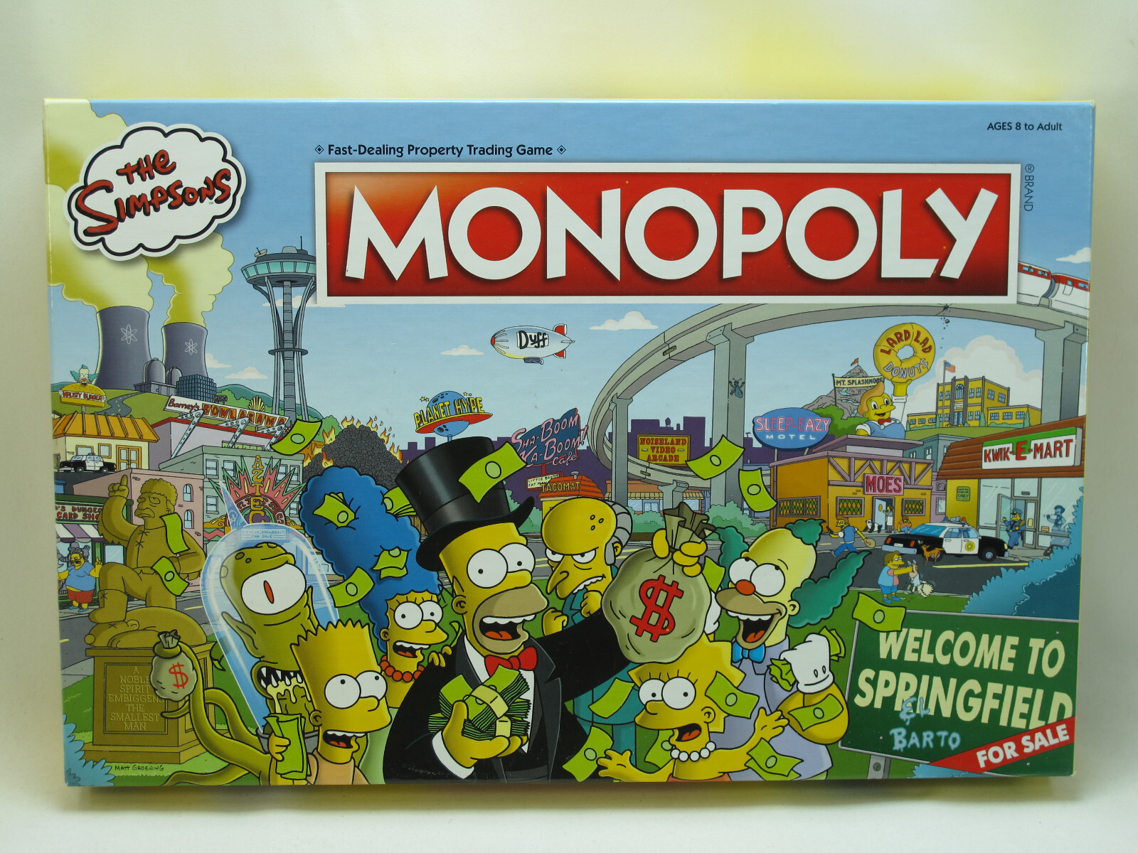 Monopoly the Simpsons 2019 Board Game USAOPOLY 99% Complete New Open Box