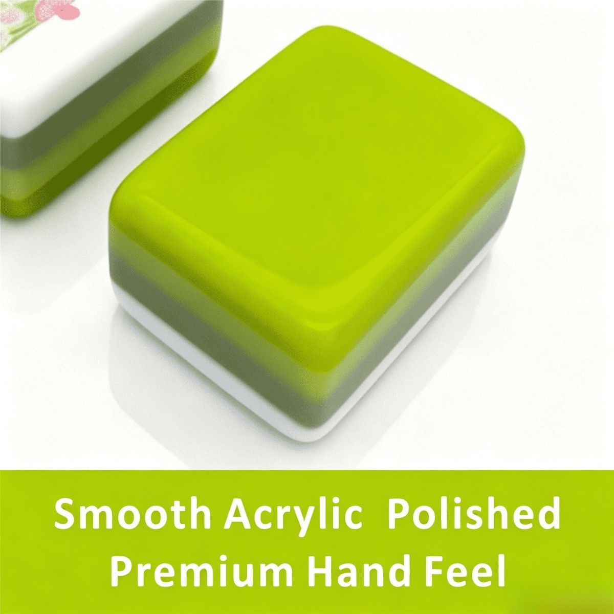 160 American Mahjong Tiles – 4-Layer Acrylic Engraved, Apple Green Theme Set