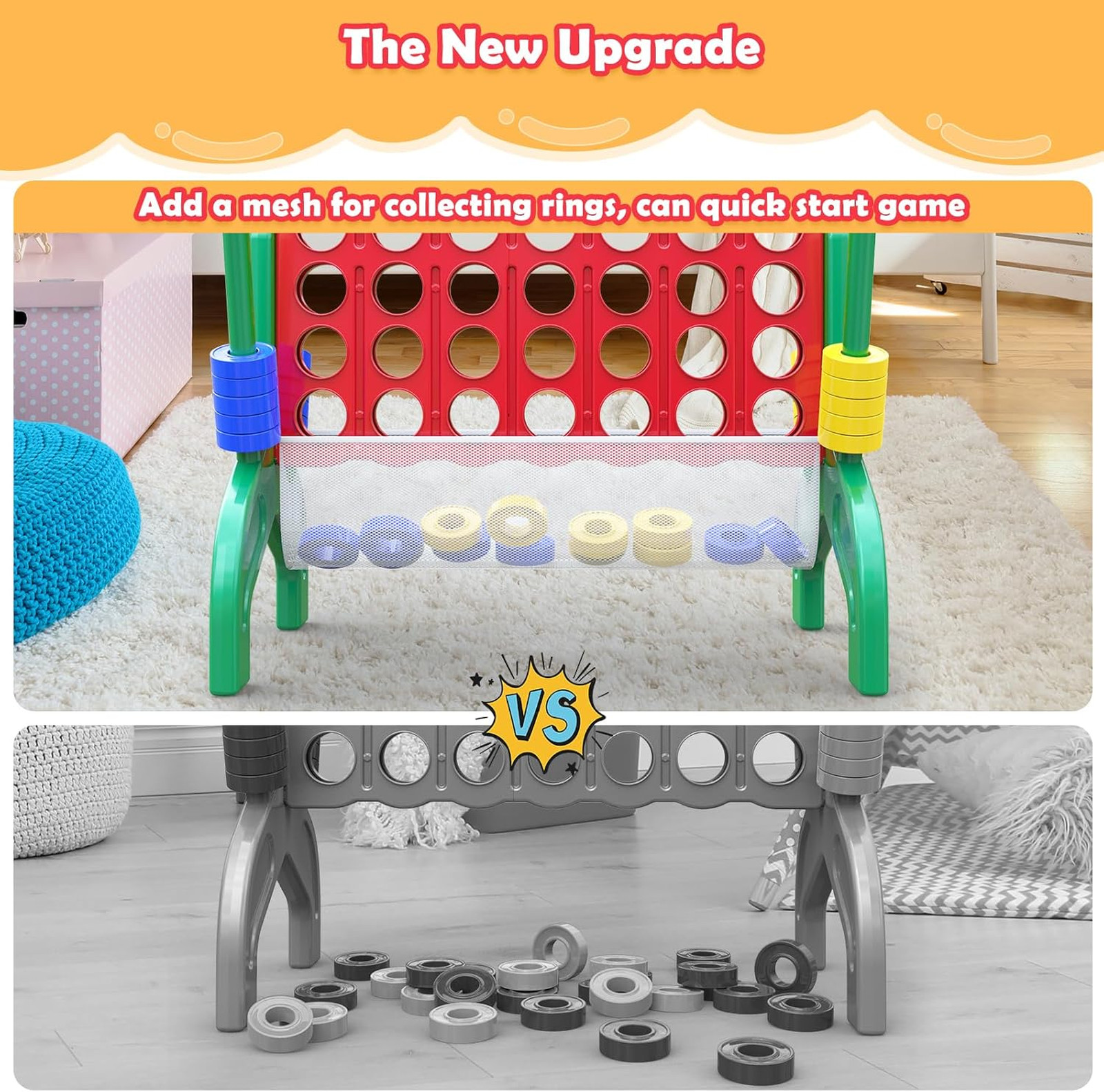Giant Connect 4 Game 4-in-A-Row Outdoor Indoor Kids Family Portable Tabletop