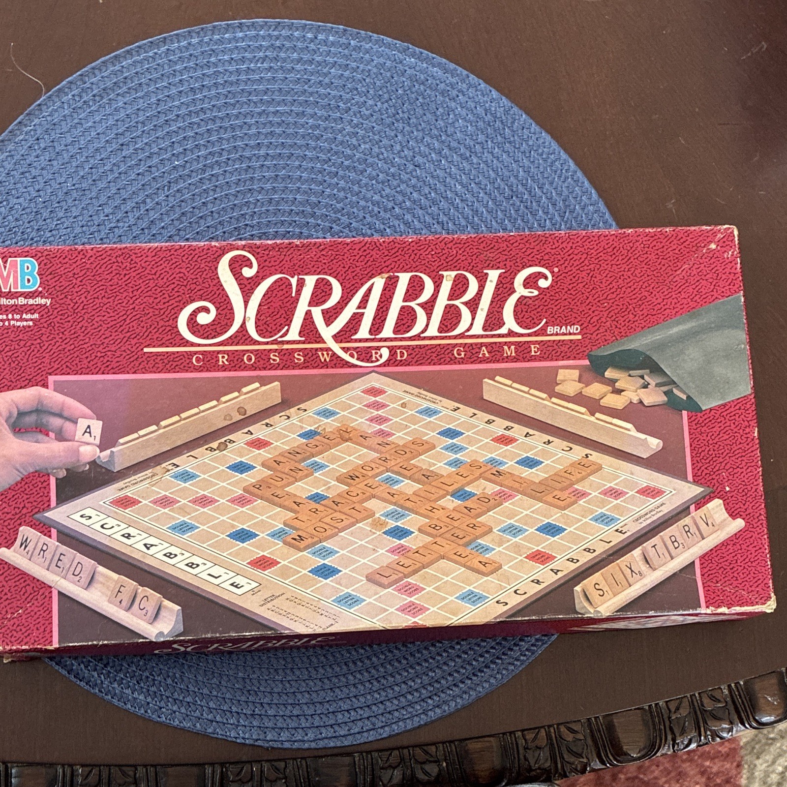 Milton Bradley Scrabble Crossword Board Game Wooden Tiles Complete 1996