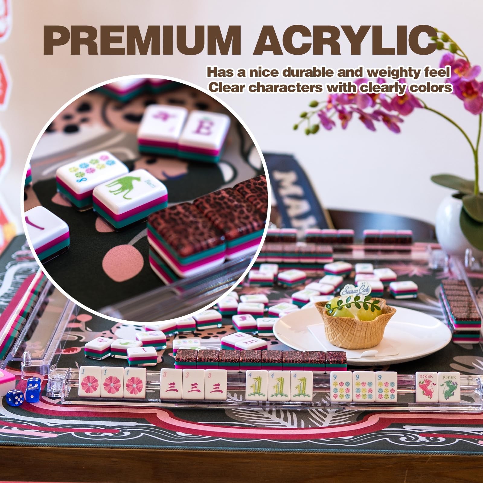 American Mahjong Game Set, Portable Carrying Bag,Acrylic 160 Tiles,Western Ma…