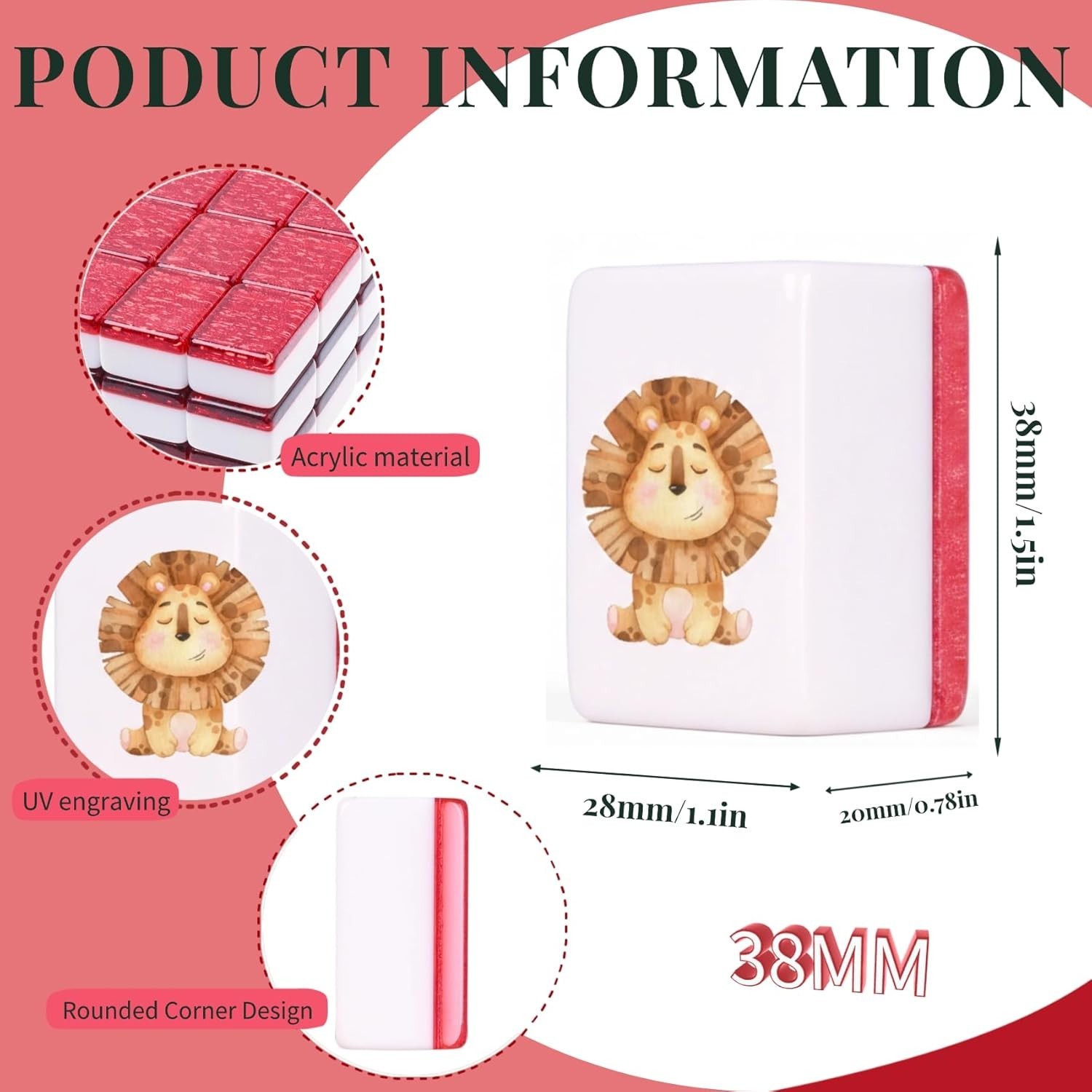 Portable Mahjong for Kids Block Set 65 pcs with Handbag for Travel Family Game