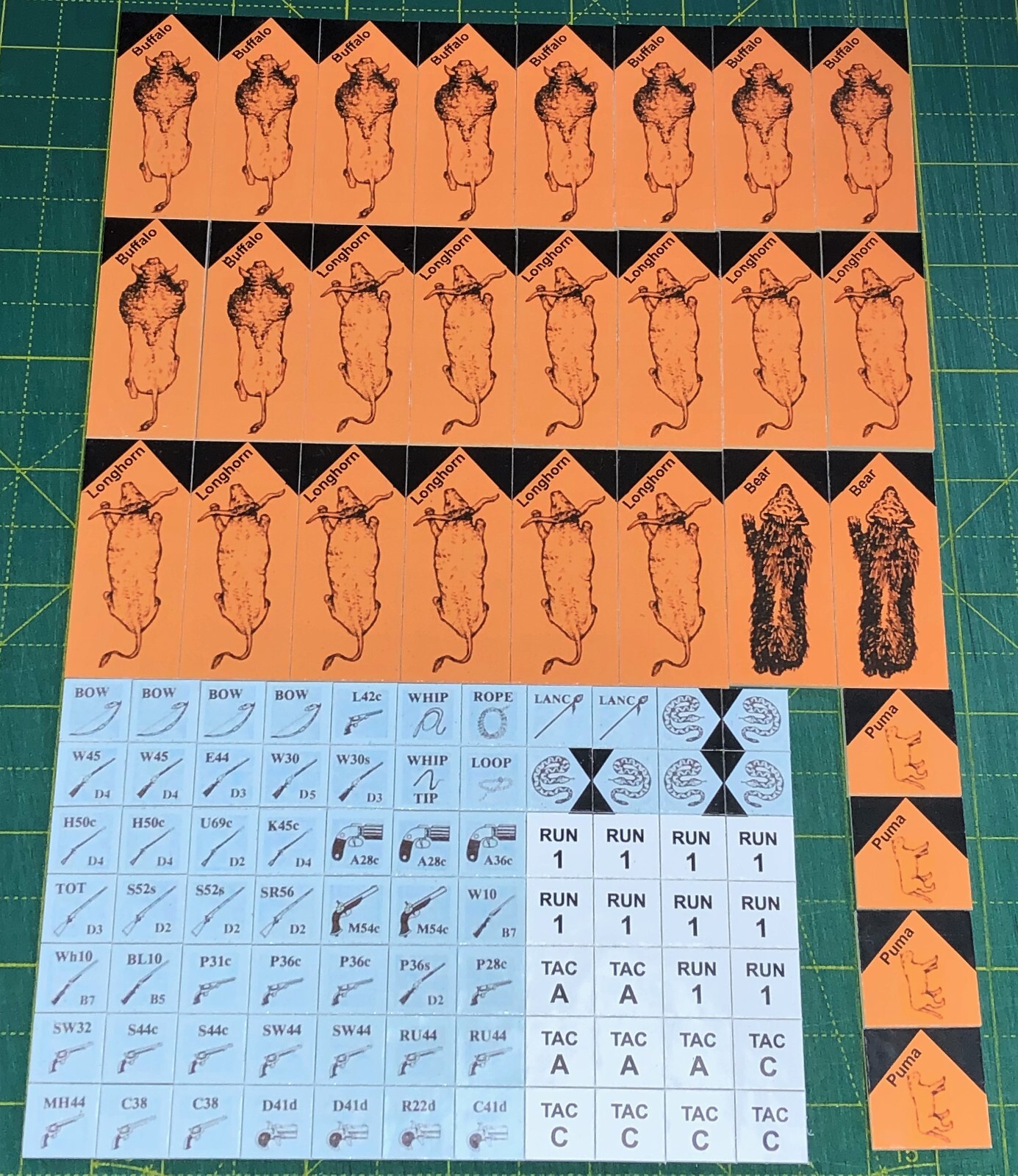 Gunslinger variant Critters, 105 counters, rules 1 page & quick ref 4 pages