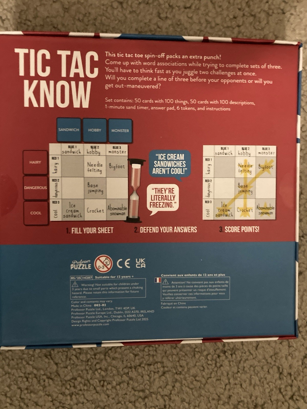NEW Professor Puzzle Tic Tac Know Party Game Fast Word Game 2–6 Players