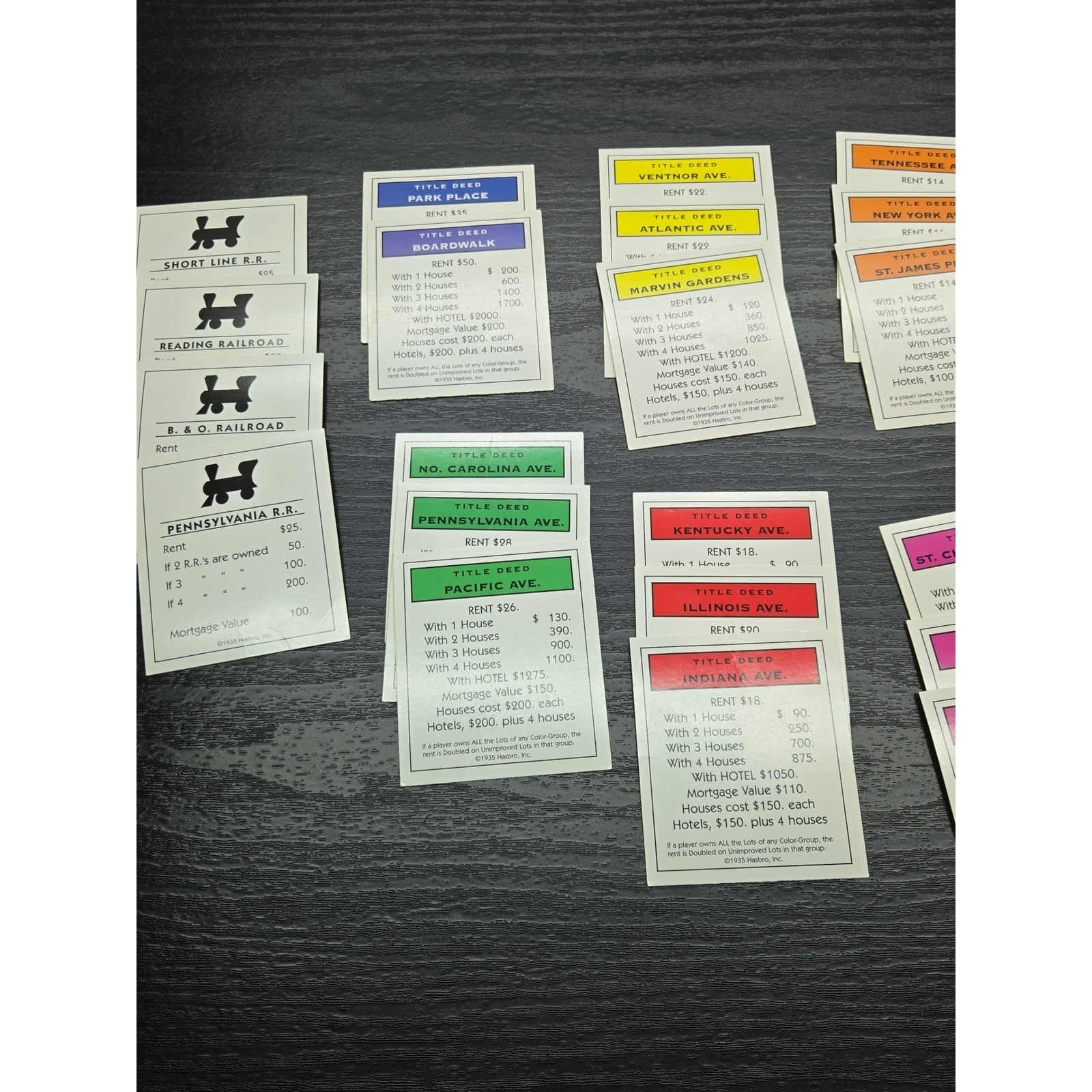 Monopoly Title Deed Cards Property Railroads Utilities Replacement Lot