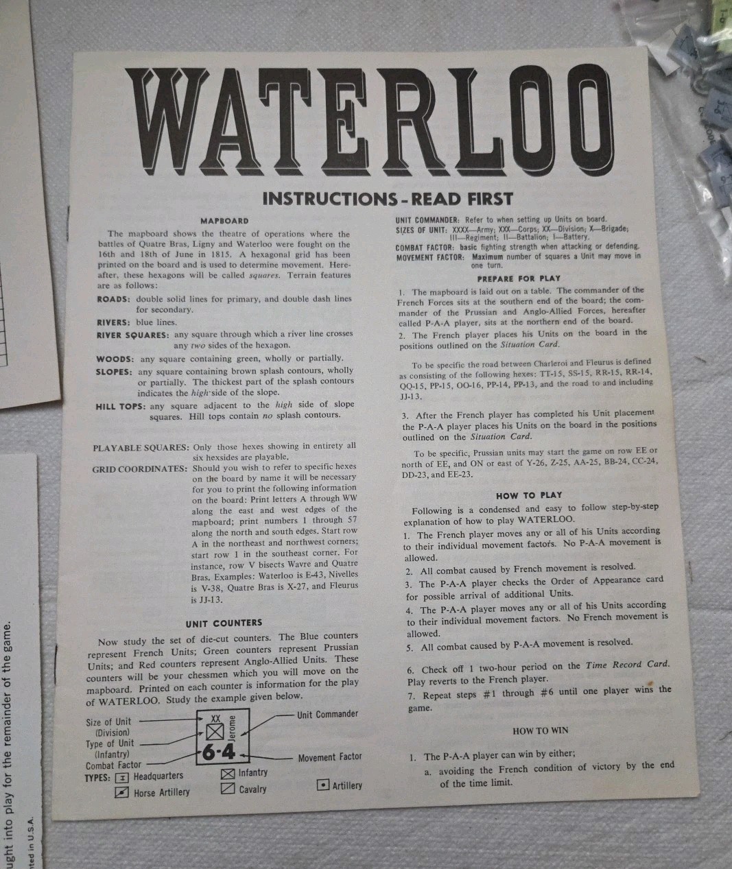 Waterloo board game by Avalon Hill Napoleonic Campaign – Used