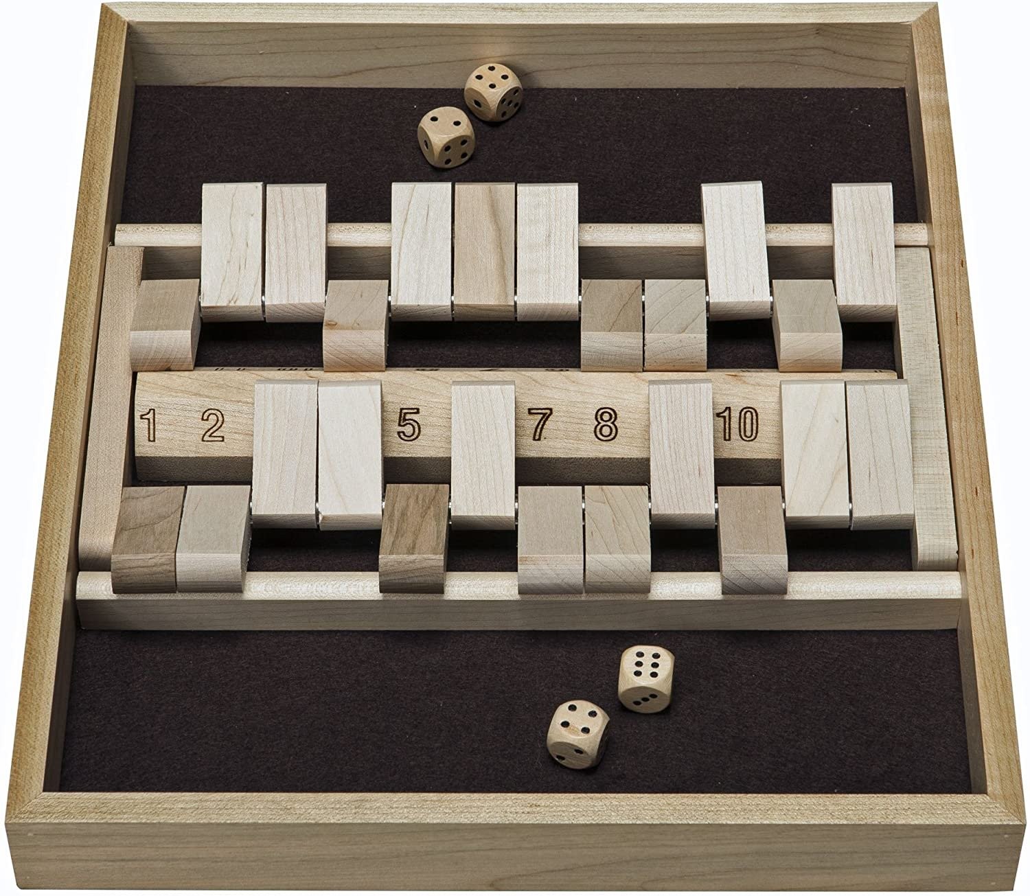 WE Games 2 Sided Dice Board Game 12 Numbers in Natural Wood Box 14 in. USA Made