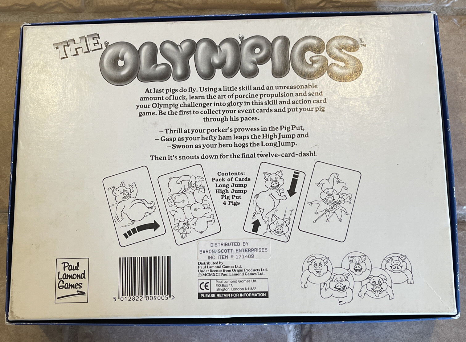 The Olympigs Skill And Action Card Game 1991 Paul Lamond Games Vintage Fun Rare!