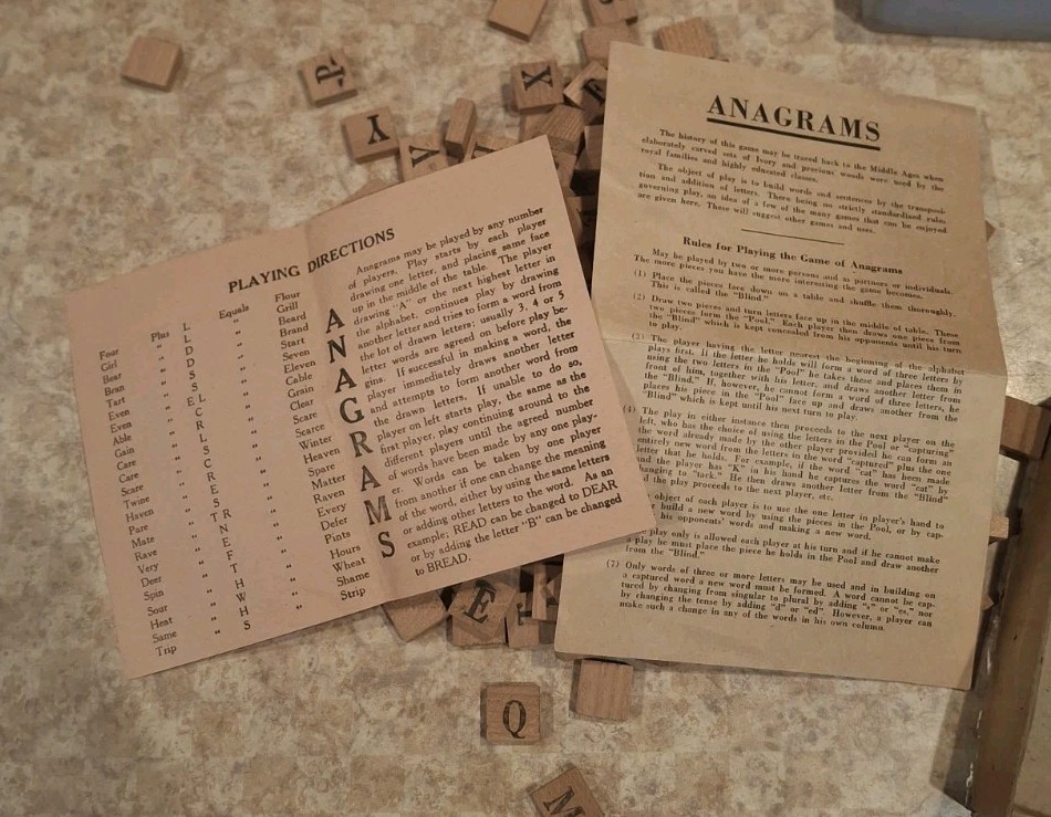 200 Wood Anagrams Word Game 198 Wood Letter Tiles Early 1900s
