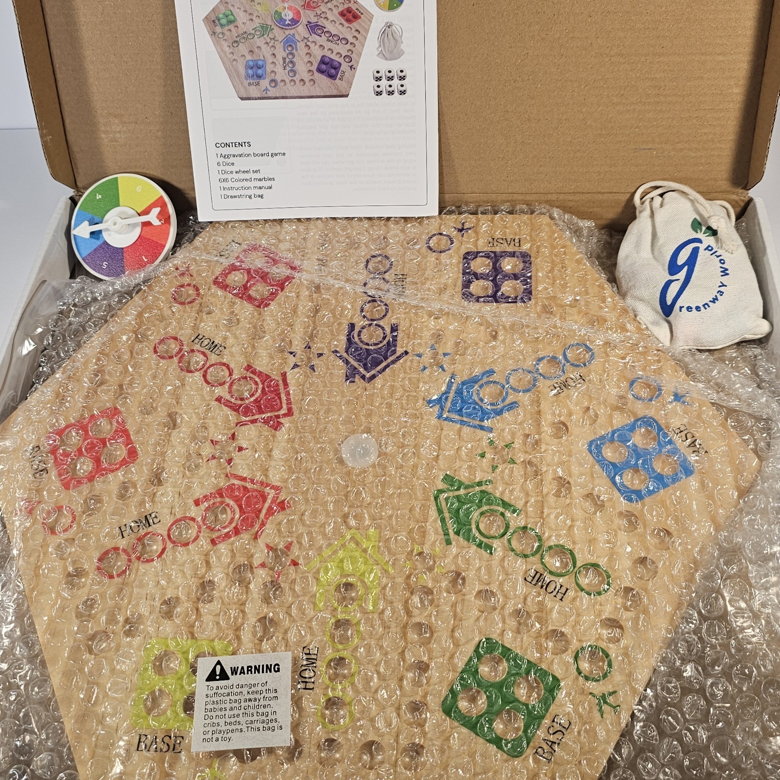 Wahoo Marble Board Game, Aggravation Board Game, Wooden Board Game Double Sided