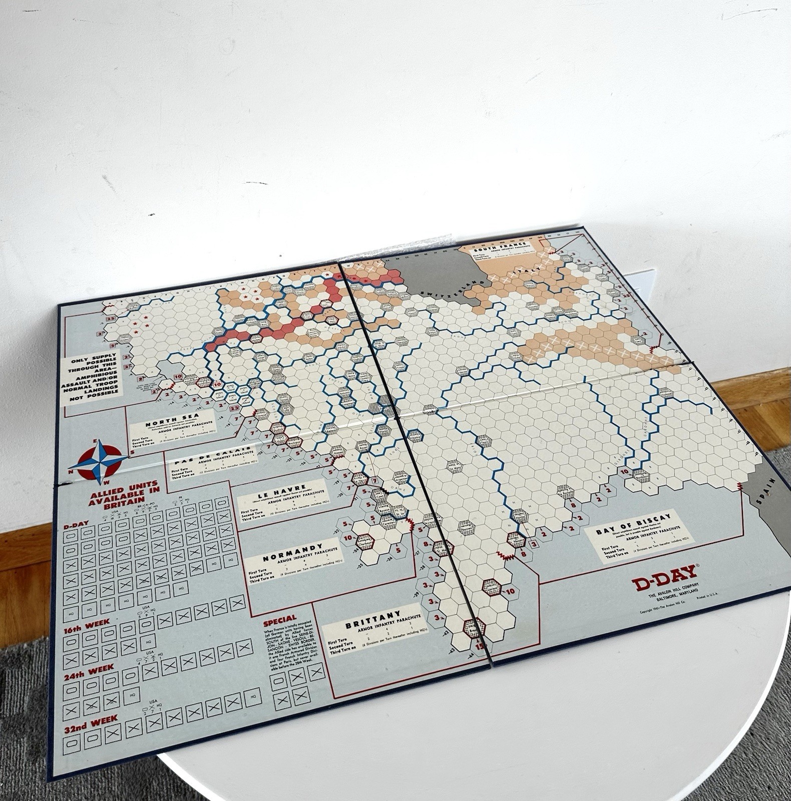 AVALON HILL D-DAY WW2 INVASION Board Game World War II Strategy 508 Vintage 1965