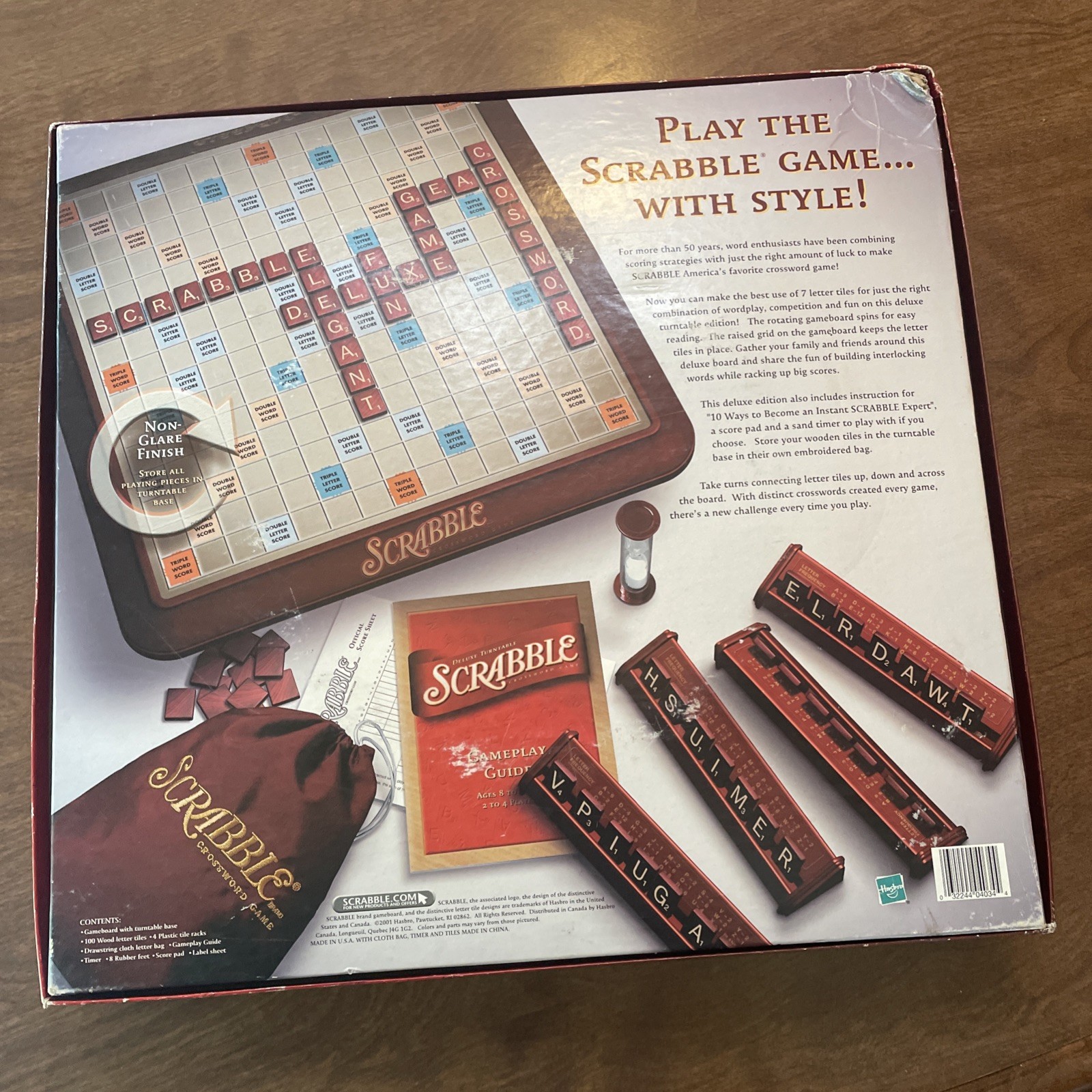 Scrabble Deluxe Turntable Crossword Game Parker Brothers Hasbro 2001 COMPLETE