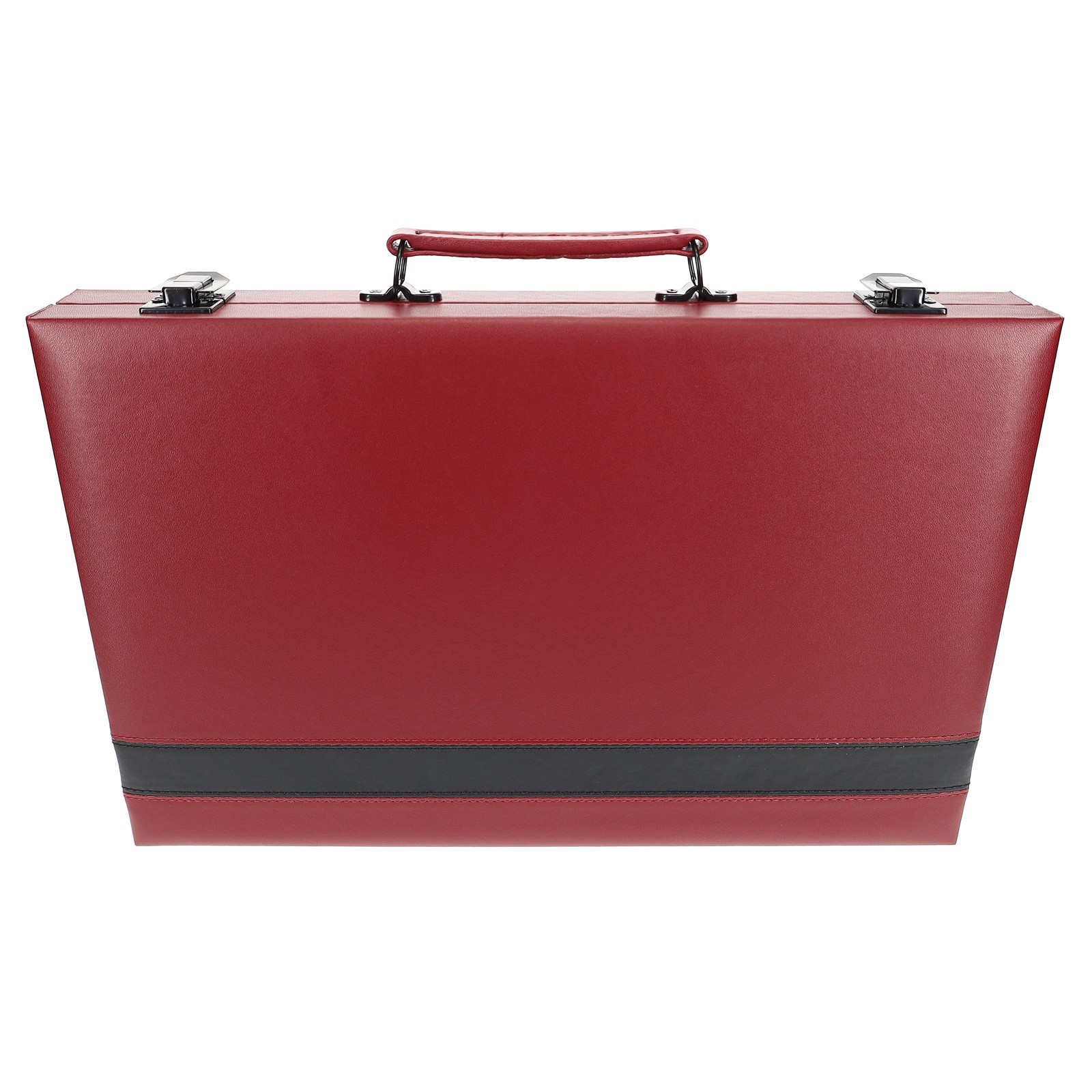WE Games Burgundy/Black Leatherette Backgammon Set, 18 x 11 in. closed