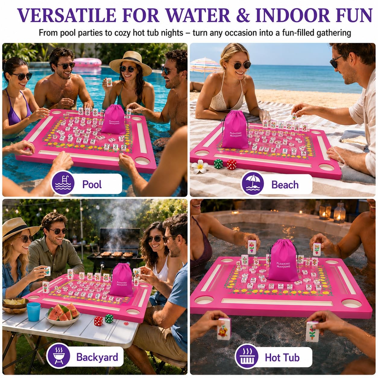Meizinme Floating Mahjong Tile Set for Pool,160 American Mahjong Tiles Waterp…