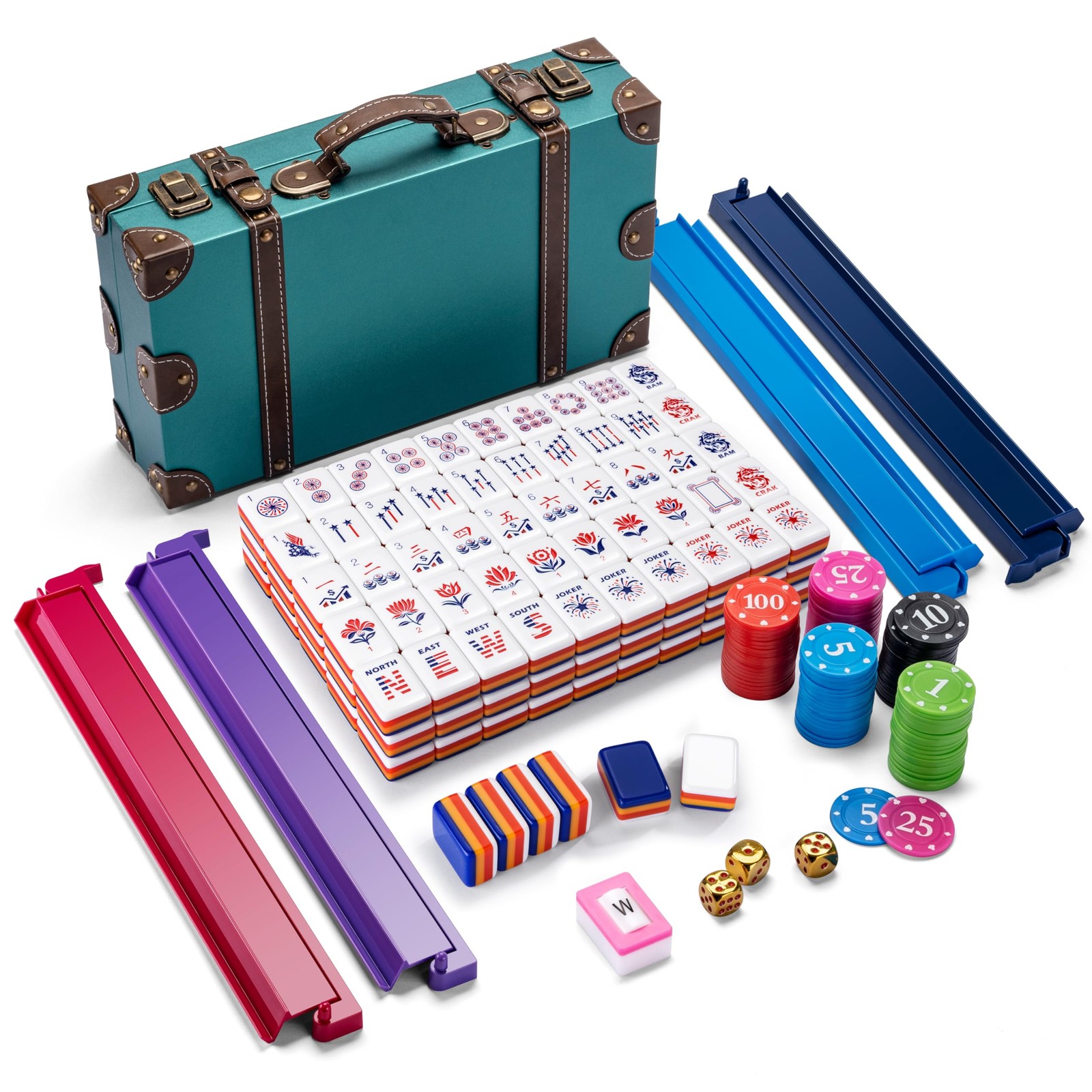 Topmahjing American Mahjong Tile Set – 160 4-Layer Acrylic Tiles, 4 All-in-On…