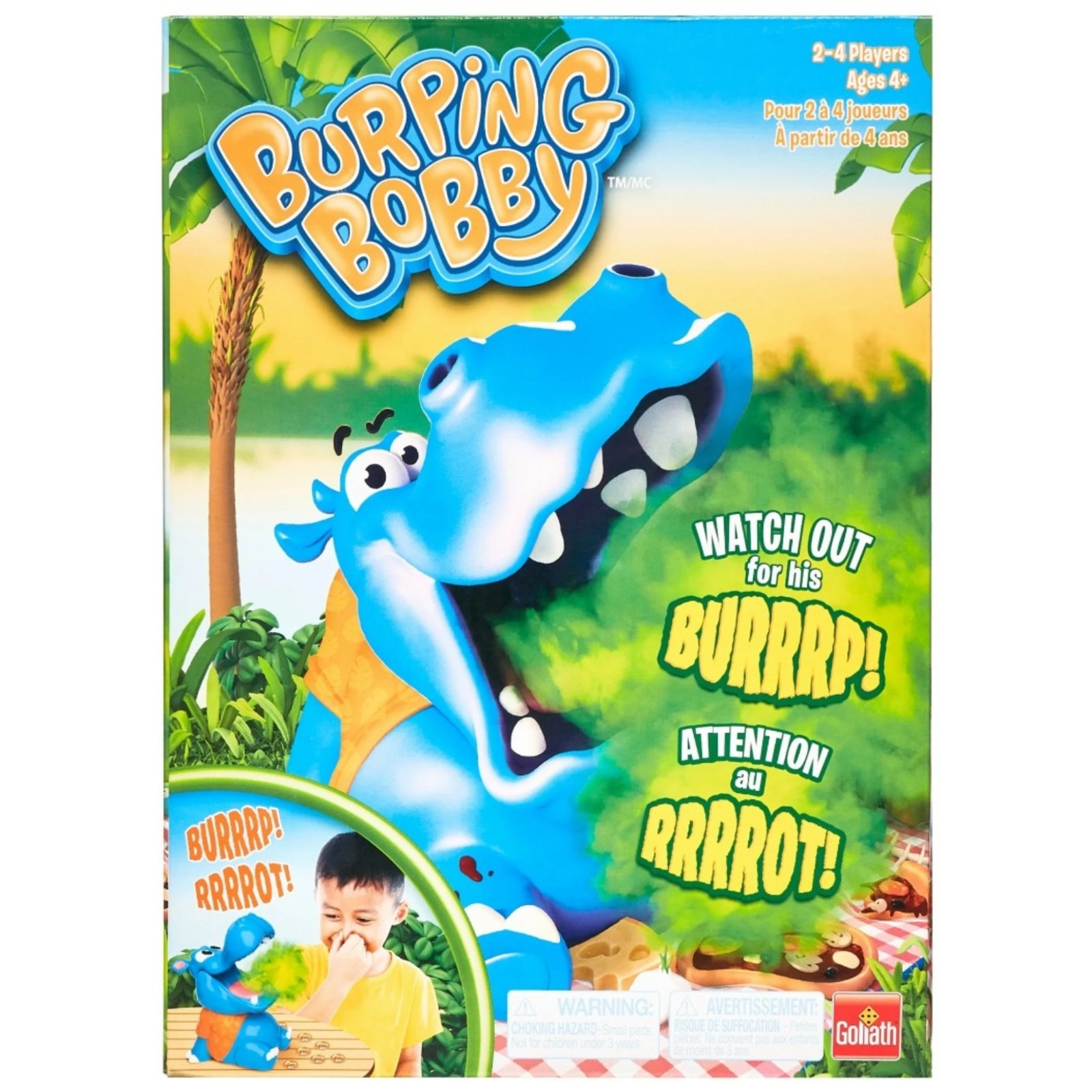 Goliath Burping Bobby Hippo Game 2–4 Players Kids Ages 4+ Family Action Game