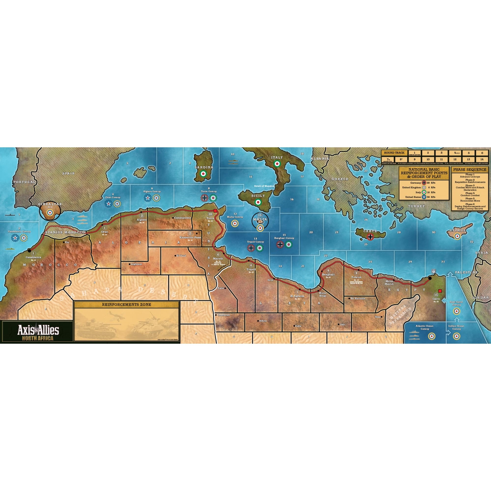 World War II North Africa Strategy Board Game for 2 to 4 Players Ages 12+