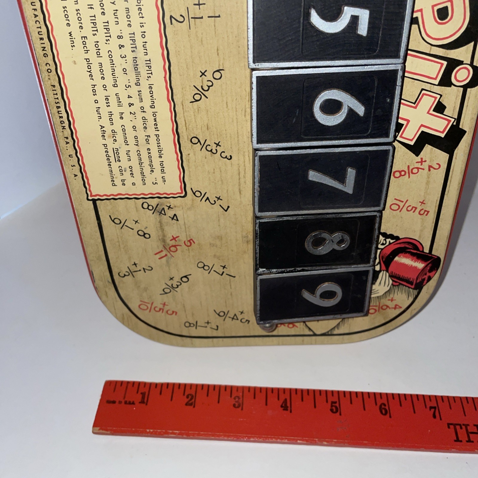 1930’s/40’s Tipit Tin Dice Game Wolverine Supply & Manufacturing Pittsburgh PA