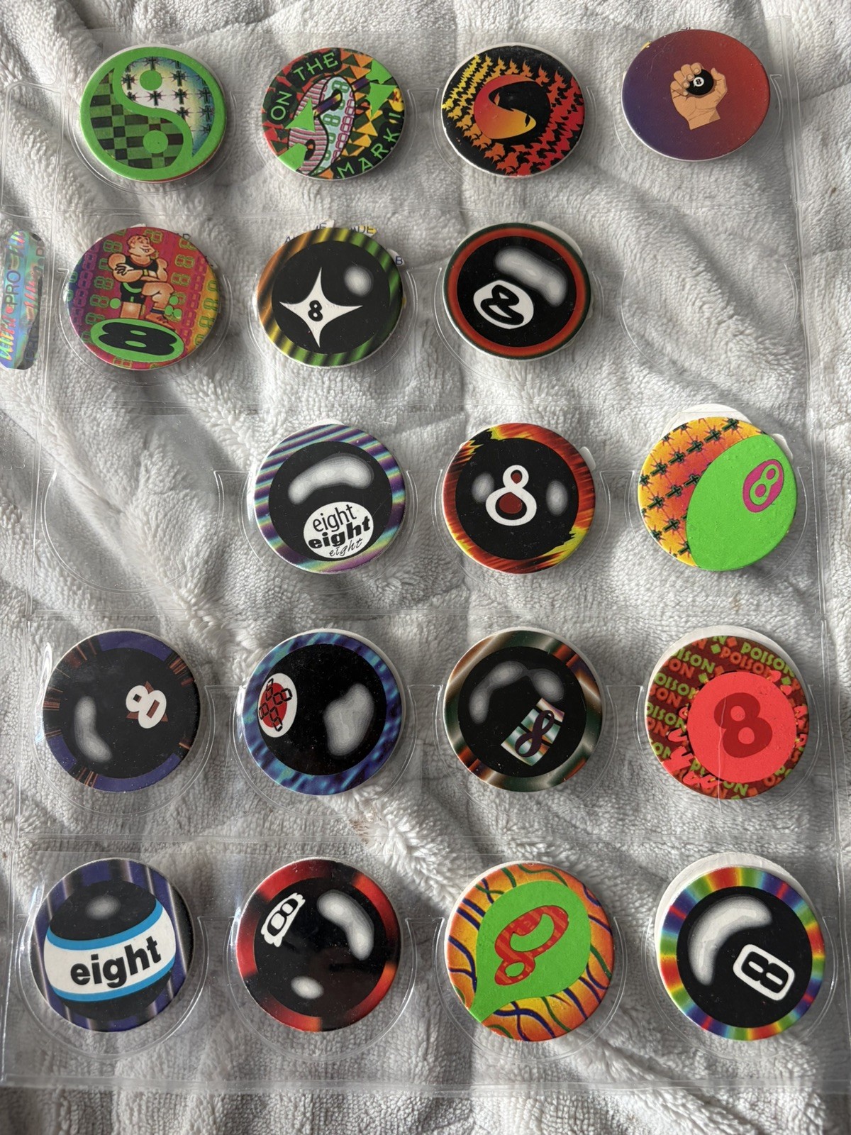 Big POG Assortment 196 Pogs Rare 8 Ball Blade Religious Paychadelic Poison