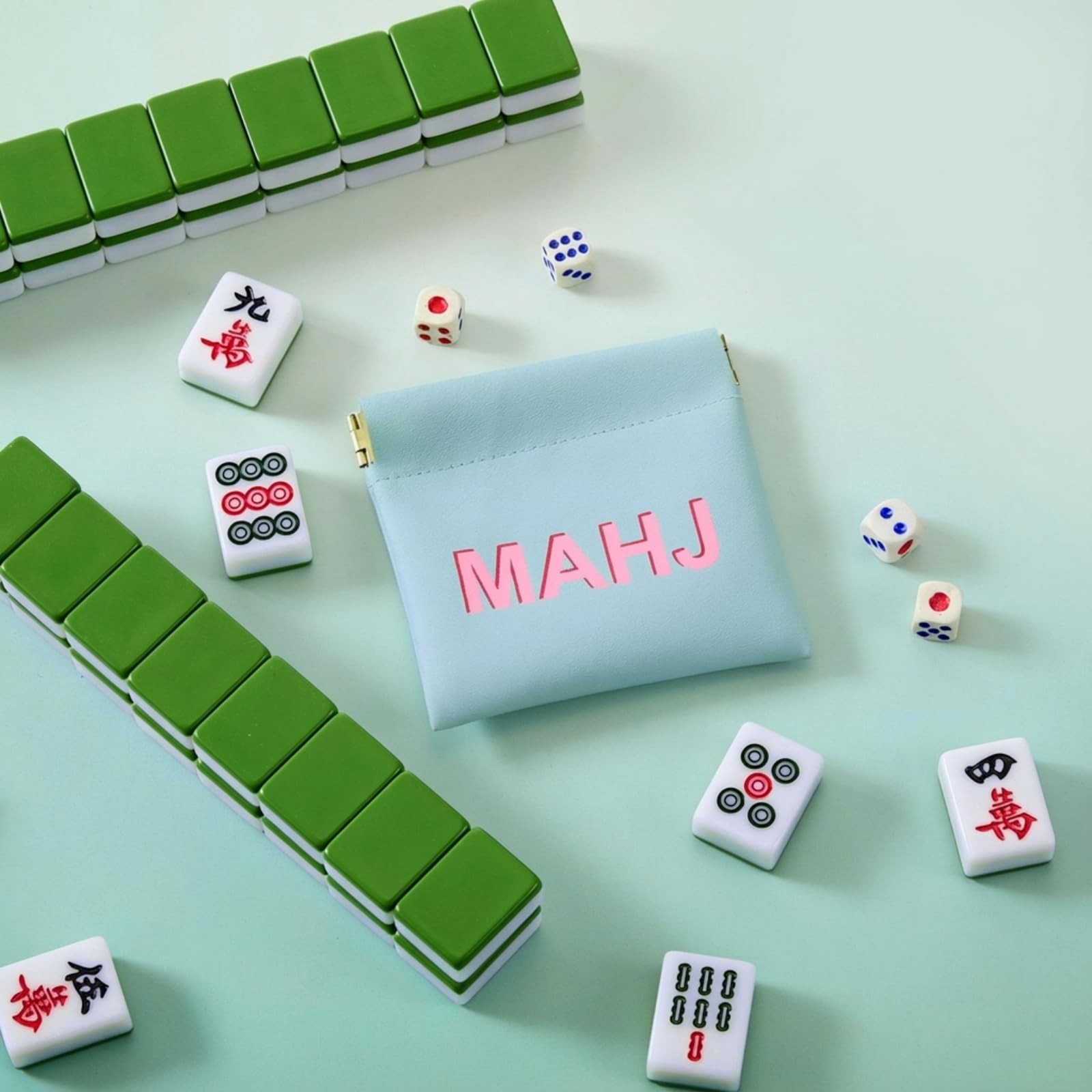 Mahjong Dice Bags 3.8 x 3.9 in PU Squeeze Mahjong Pouch Mini Dice Coin Tiles …