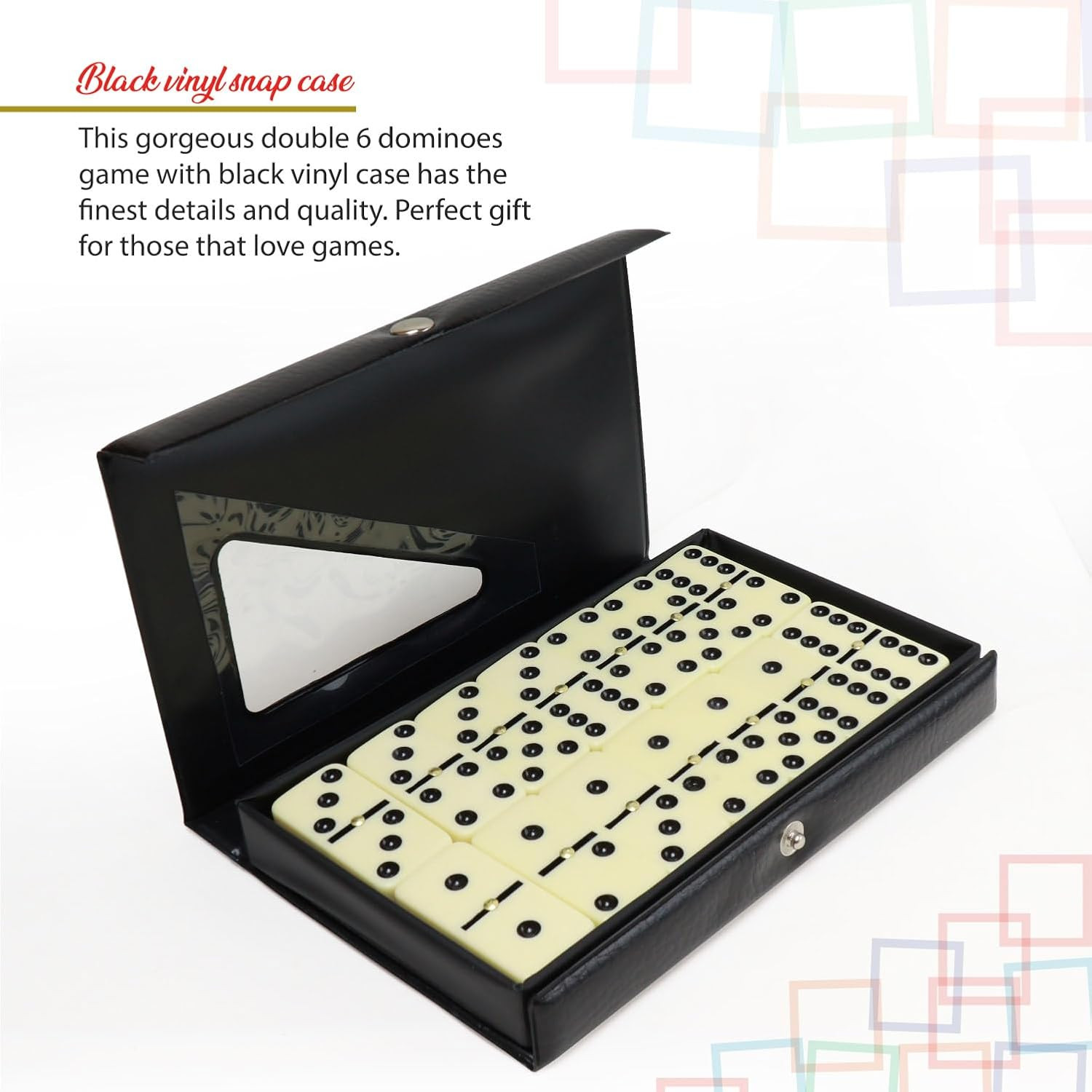 – Premium Double 6 Dominoes Set, Classic Domino Game with Vinyl Case, Tiles for