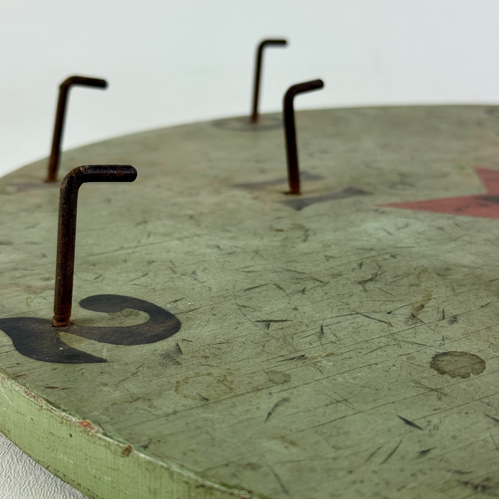 Vintage Mid 20th Century Round Ring Toss Game Board With Red Star