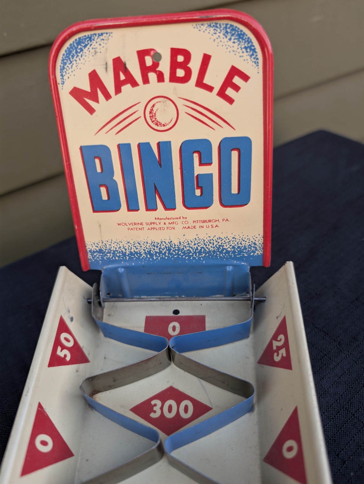 Vintage antique Wolverine No. 60 Marble Bingo Tin litho Toy Game w/ Original Box
