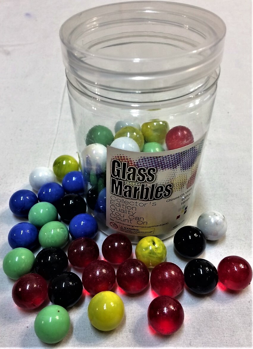60 Opaque Solid Glass Marbles 16mm 5/8″ in Jar and 2 Shooters Red 25MM Replaceme