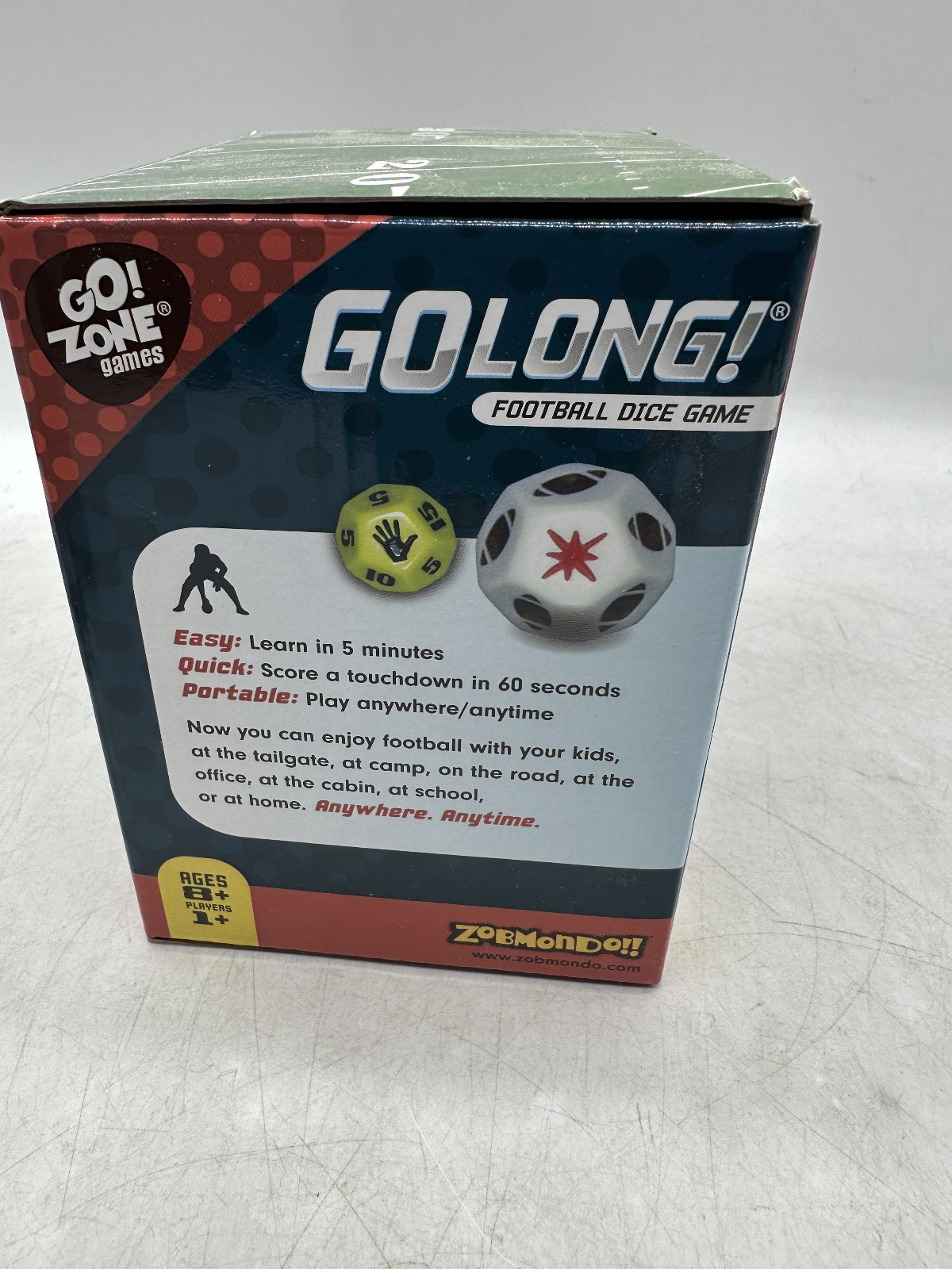 Go Long! Football Dice Game Go! Zone Games Zobmondo!! NiOB