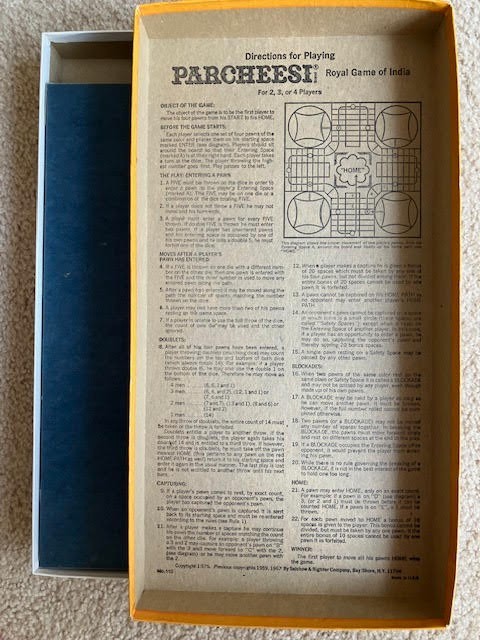 Vintage Parcheesi Royal Game of India, 1982 Selchow & Righter – Complete!