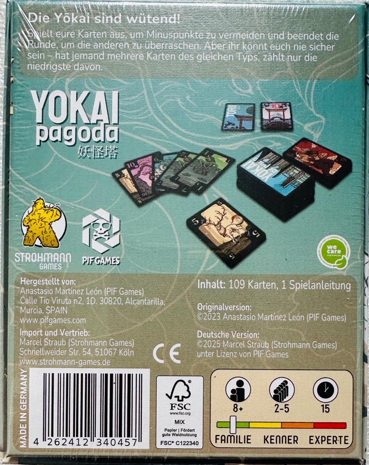 Yokai Pagoda Strawman Games Family Game Card Game Laying Game Kids Game