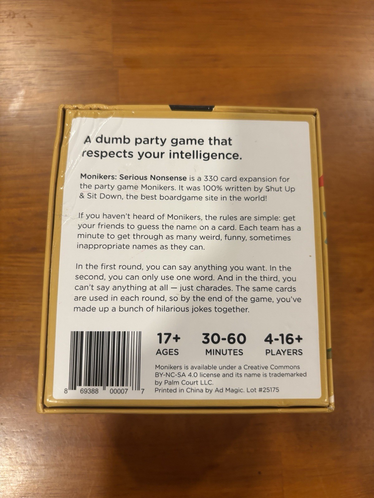 Serious Nonsense Monikers Stand Alone Expansion Party Game