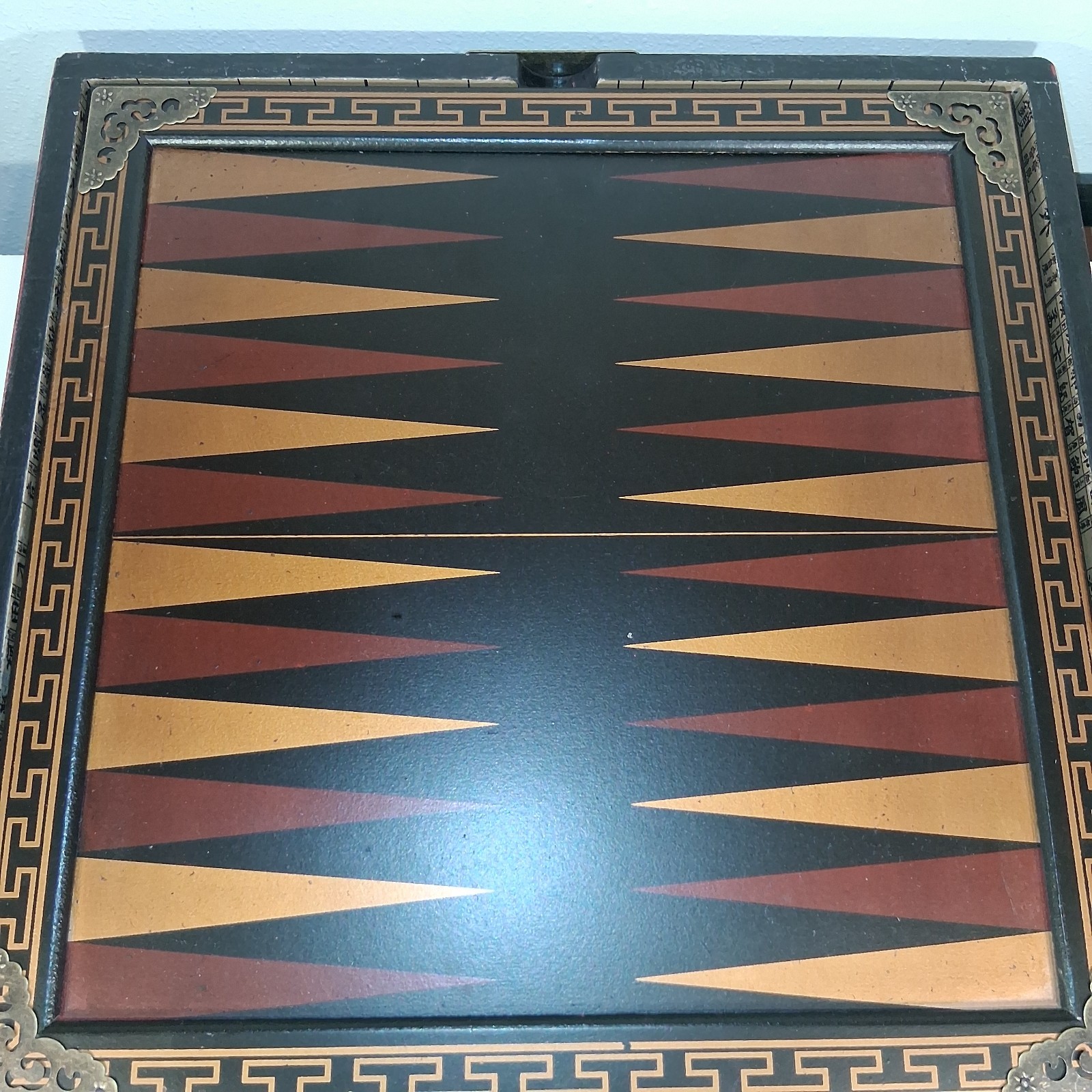 Vintage Chinese Dragon Phoenix Multi Game Chest Chess Backgammon Go Complete 16″