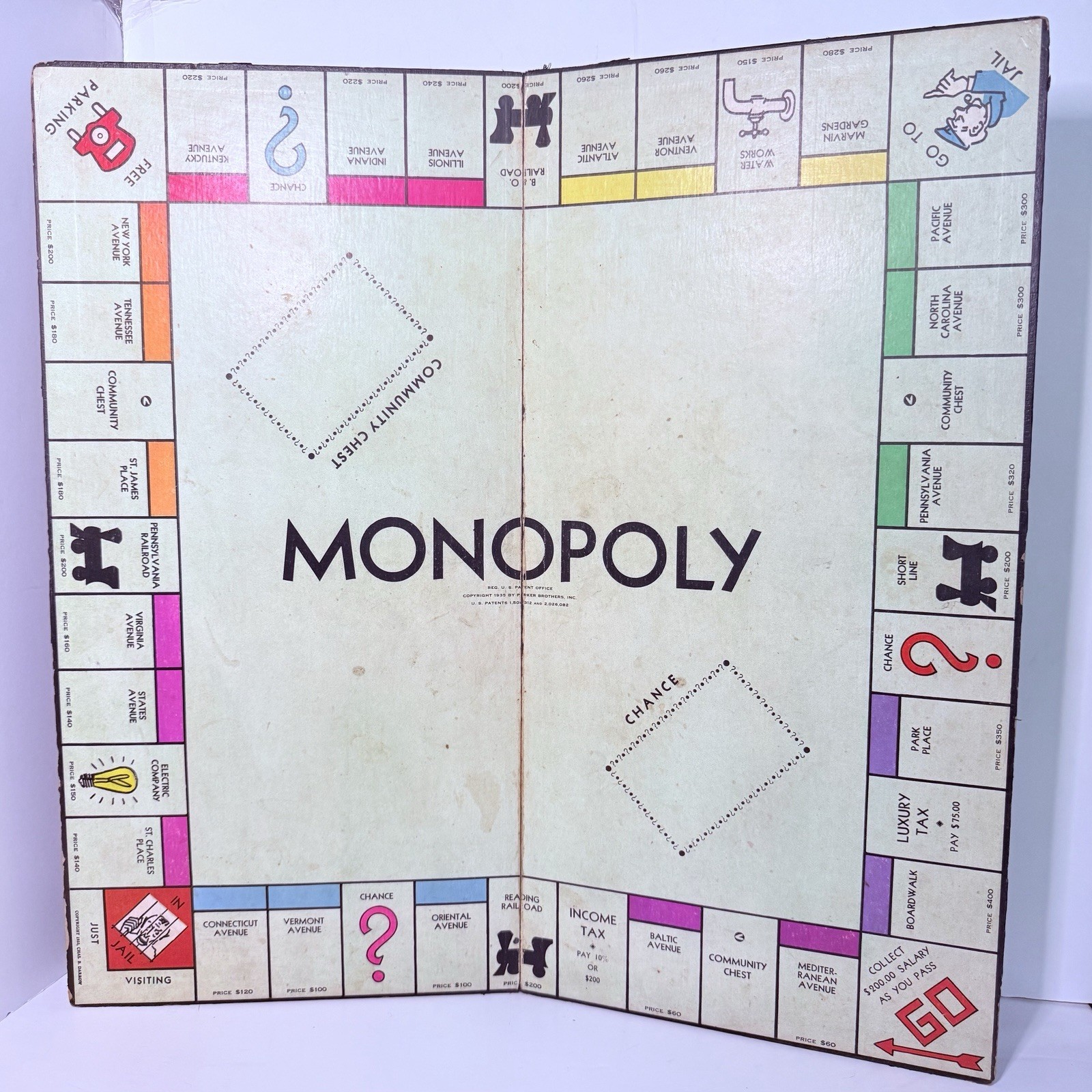 VINTAGE MONOPOLY BOARD 1935 – 1933 CHAS. B. DARROW- BOARD ONLY