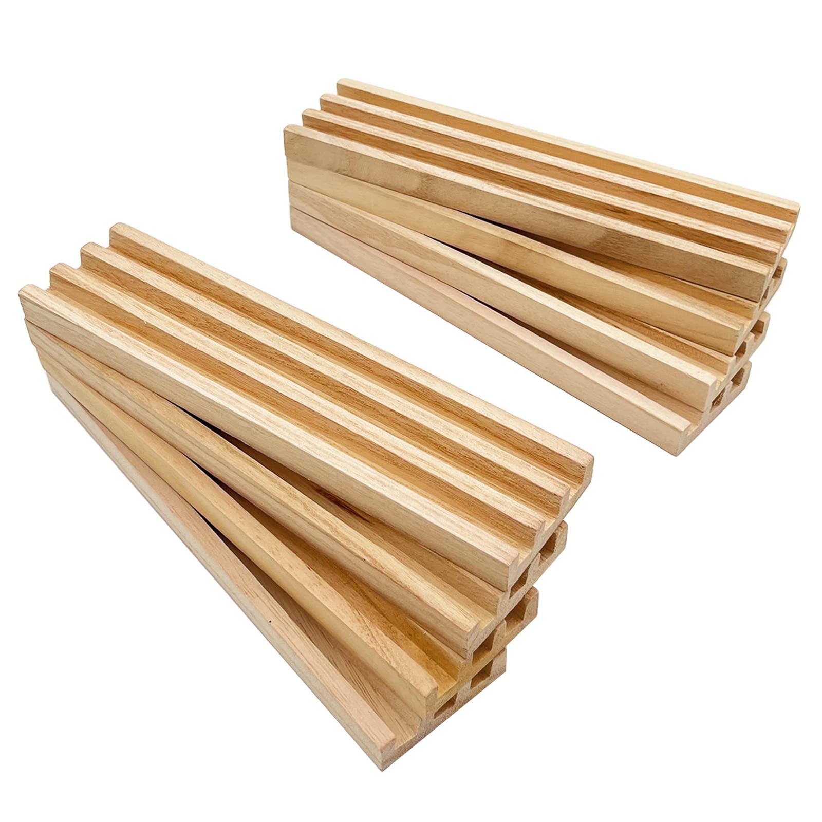 SUTIMSHE Wooden Domino Racks/Trays Set of 8 Natural Domino Trays Holders Orga…