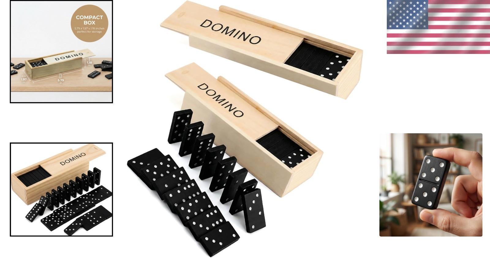 Mini Wooden Dominoes Set for Adults – Double 6 Game in Portable Wooden Case