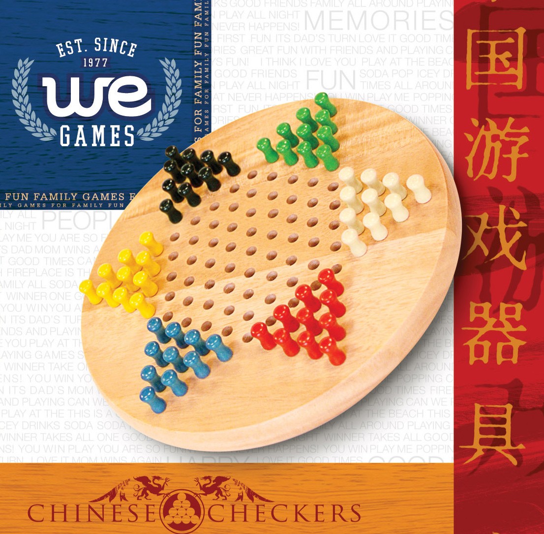 WE Games Chinese Checkers with Pegs – Solid Wood Travel Size – 7 in.