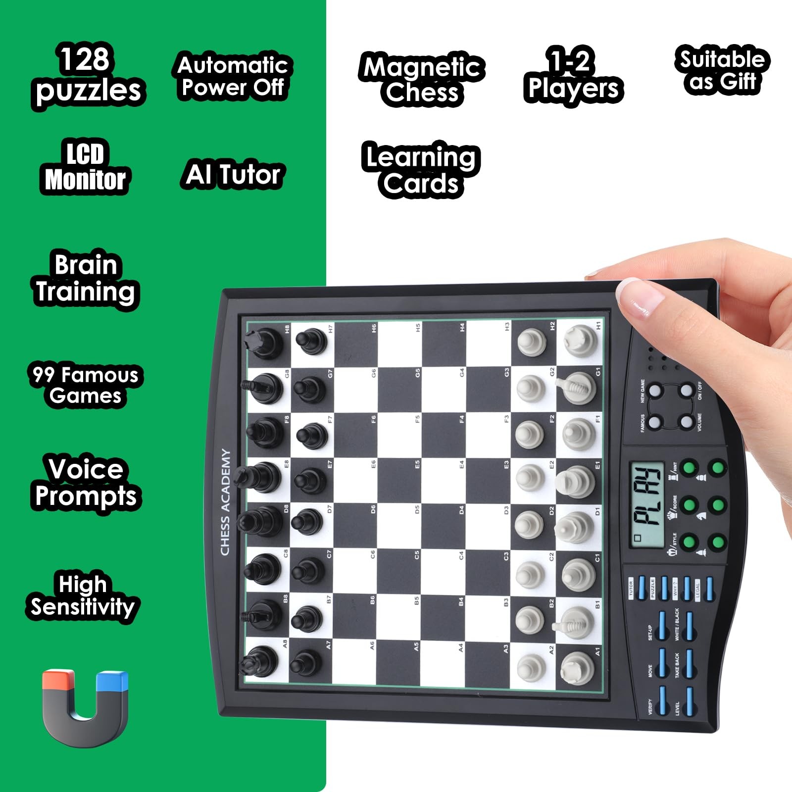 Talking Chess Academy Electronic Smart Game Board Set W/ Voice Pieces 1-2 Player