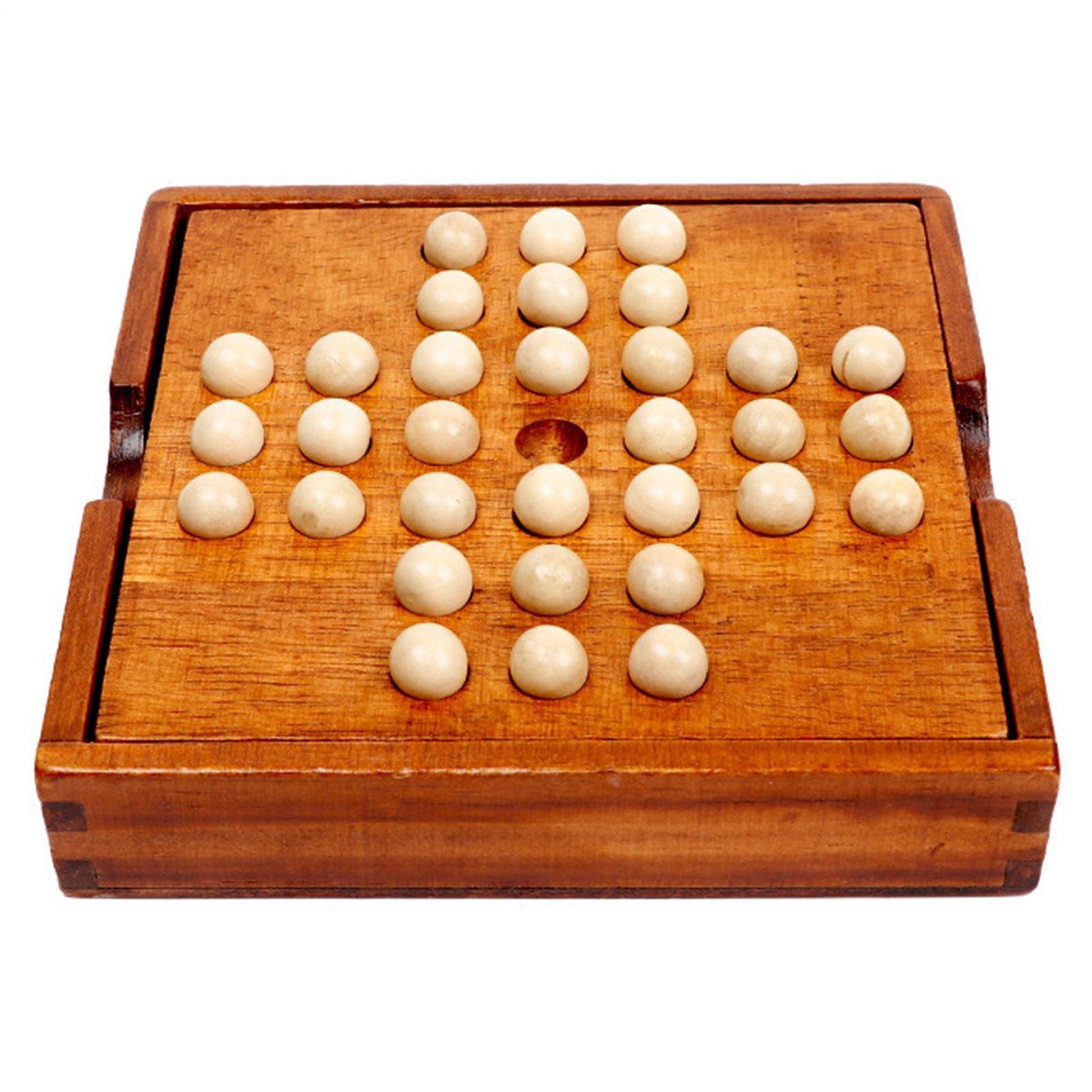 Wooden Solitaire Traditional Board Game Marble Child Classic Educational Toy